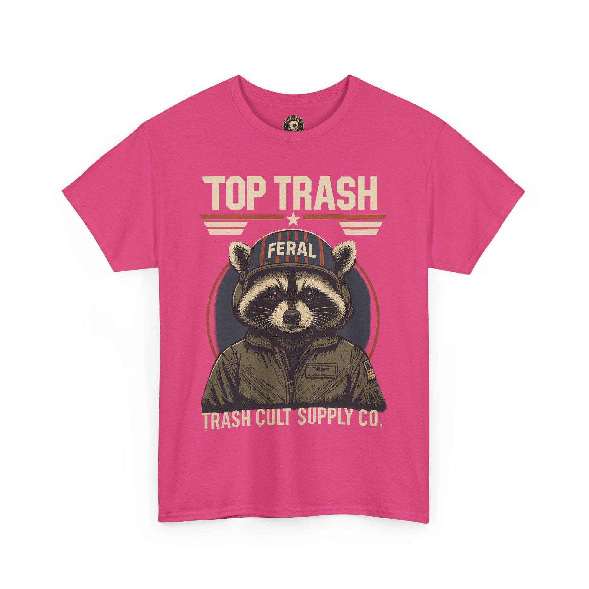 Feral Top Trash Raccoon Pilot Shirt – Trash Cult Supply Co. Parody Tee