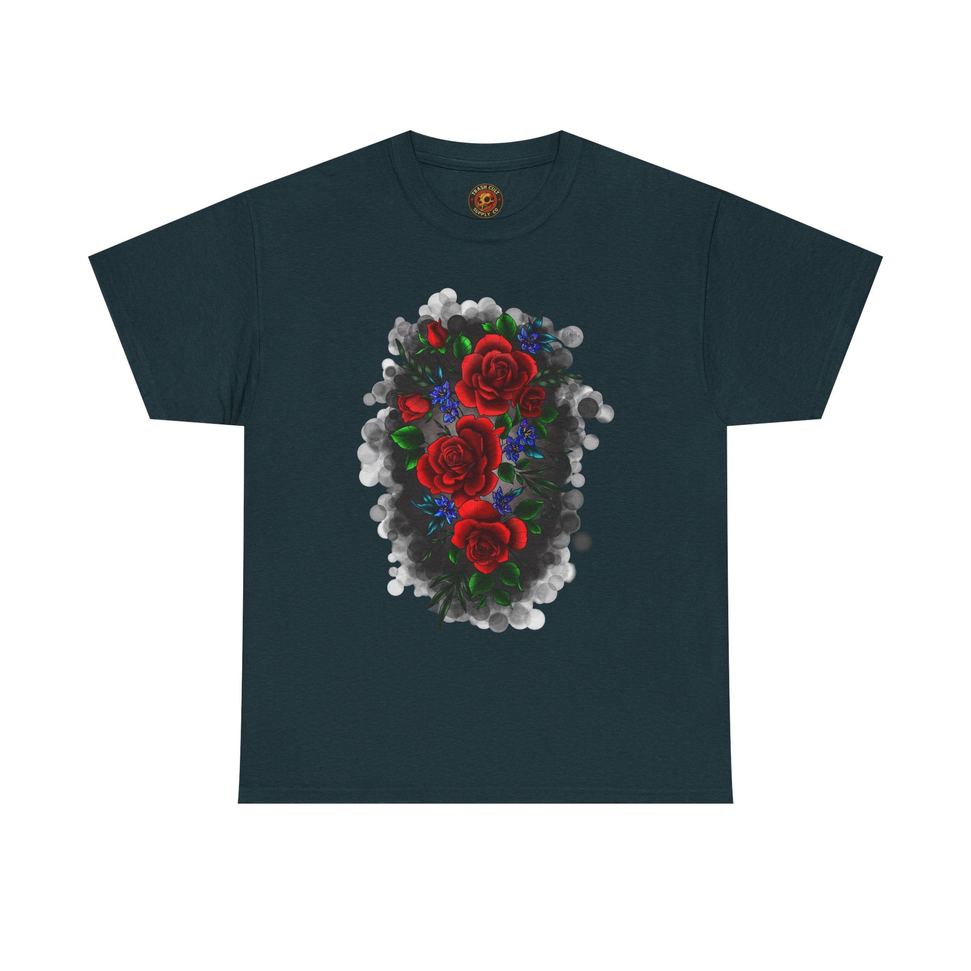 Floral Smoke Tattoo T-Shirt – Lara Davenport x Trash Cult Supply Co. Collab (Gildan 5000)