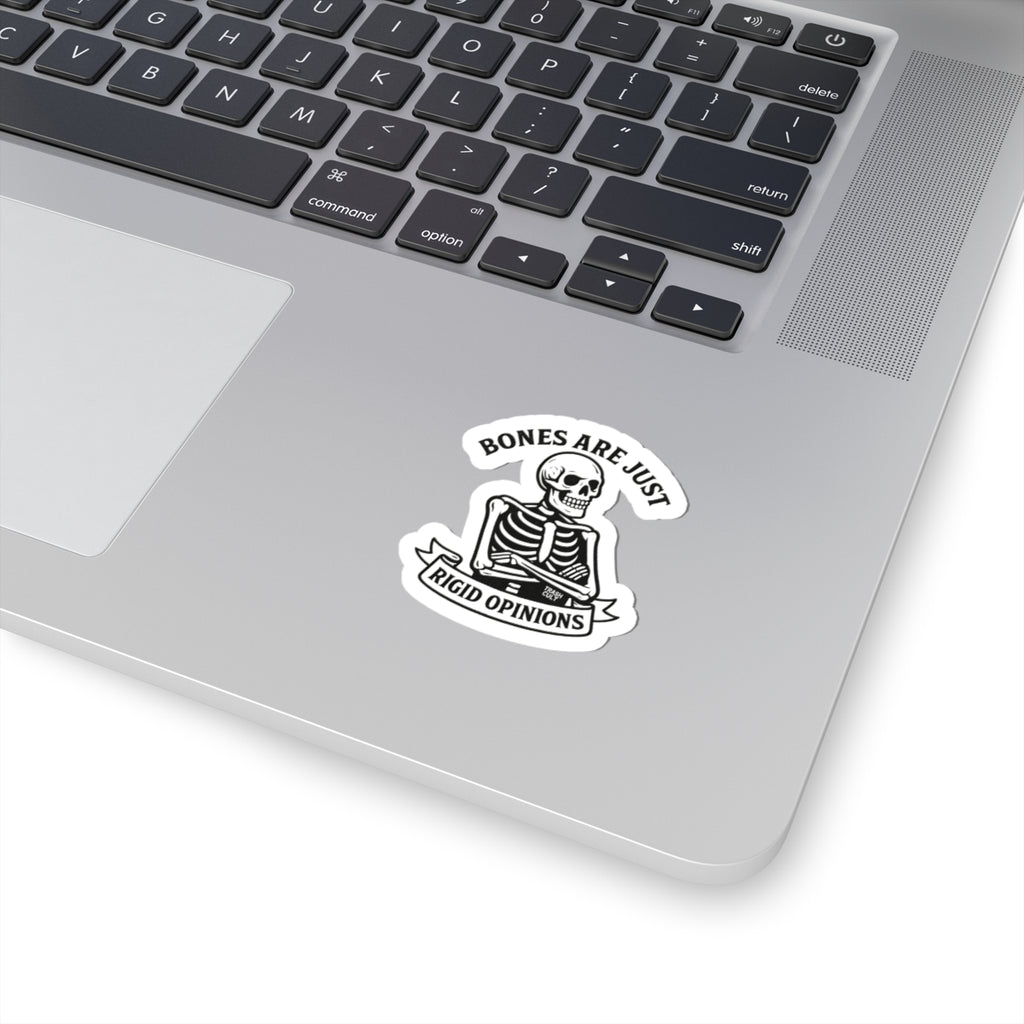 “Bones Are Just Rigid Opinions” Skeleton Sticker – Trash Cult Feral Philosophy