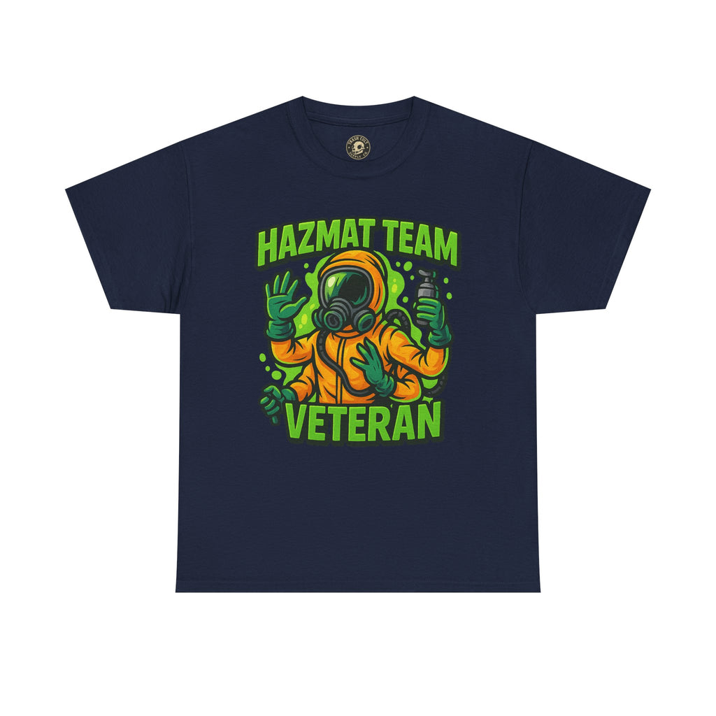Hazmat Team Veteran T-Shirt – Neon New School Biohazard Graphic Tee | Gildan 5000 Sci-Fi Cotton Shirt