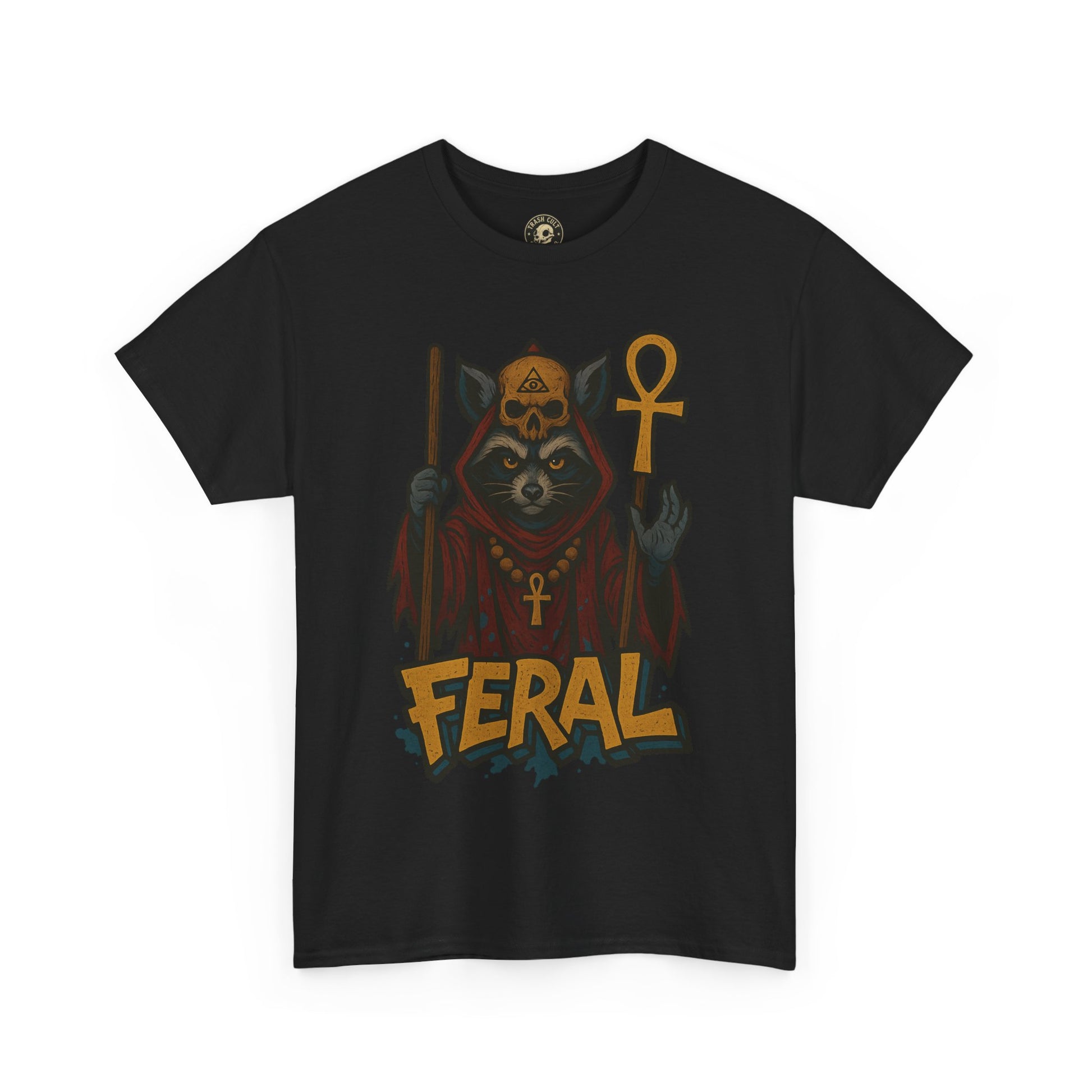 FERAL Raccoon Cult Leader Shirt – Graffiti Style Streetwear Tee | Bold Trashcore Design on Gildan 5000