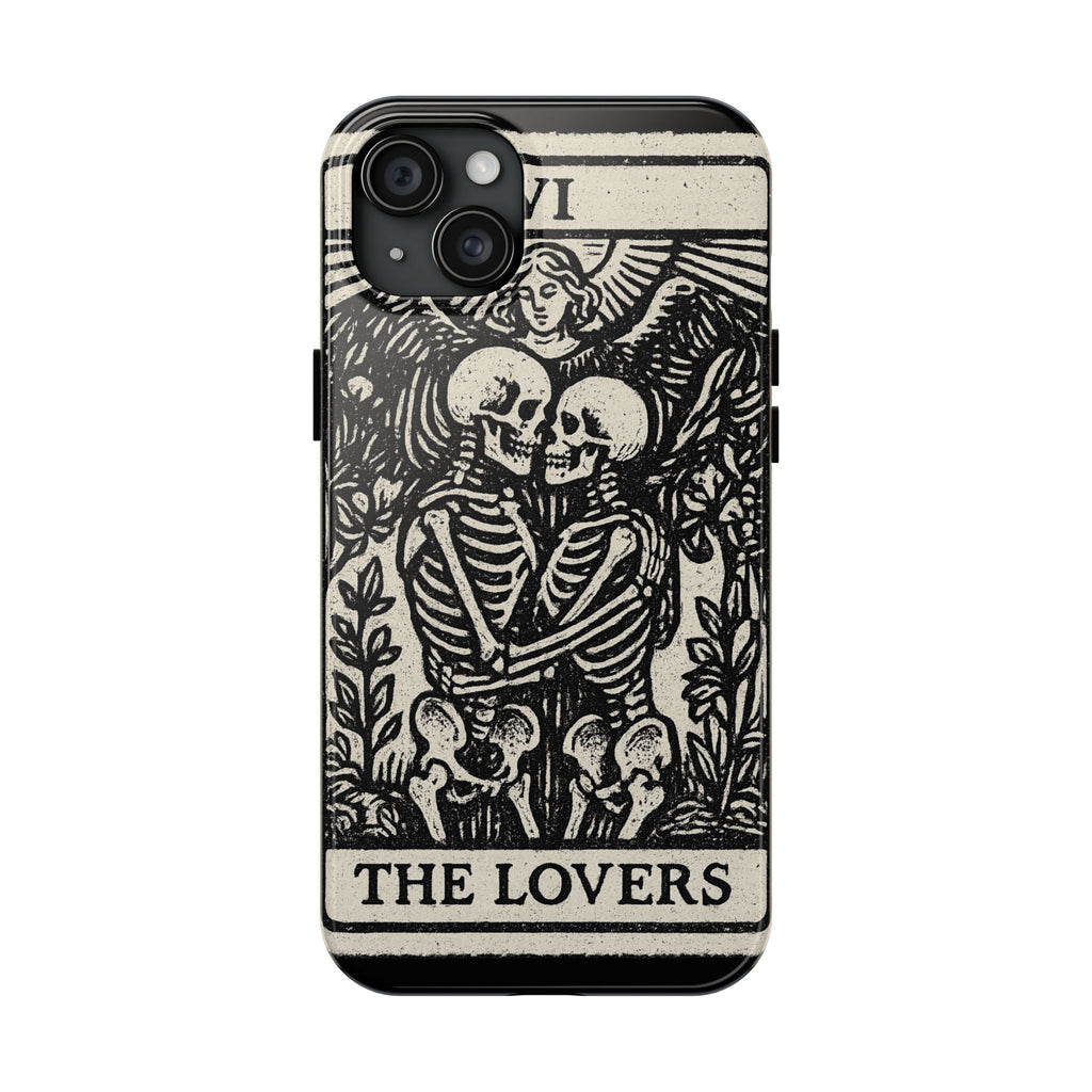 Tough Phone Case with Skeleton Lovers Design, Gothic Phone Cover, Unique Couples Gift, Halloween Accessory, Edgy Tech Design
