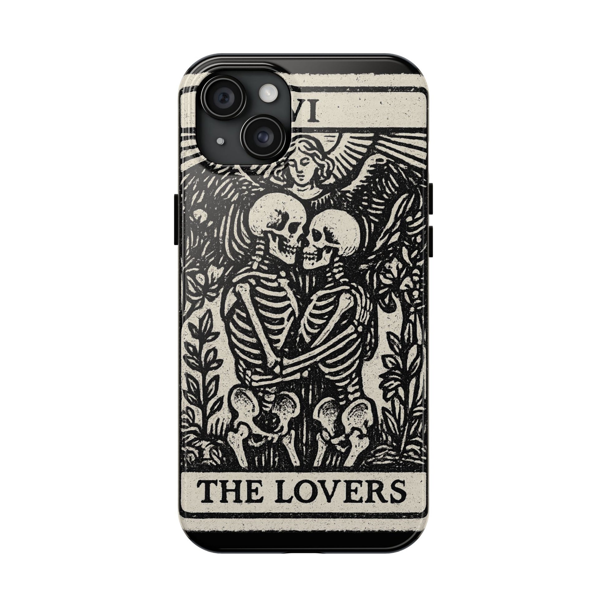 Tough Phone Case with Skeleton Lovers Design, Gothic Phone Cover, Unique Couples Gift, Halloween Accessory, Edgy Tech Design
