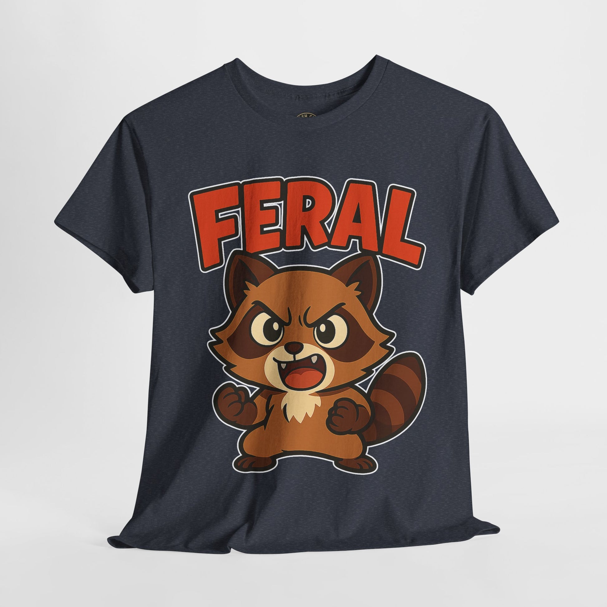 Feral Cartoon Tee - Unisex Heavy Cotton Shirt, Cute Graphic, Animal Lovers Gift, Casual Wear, Fun T-Shirt for Kids & Adults