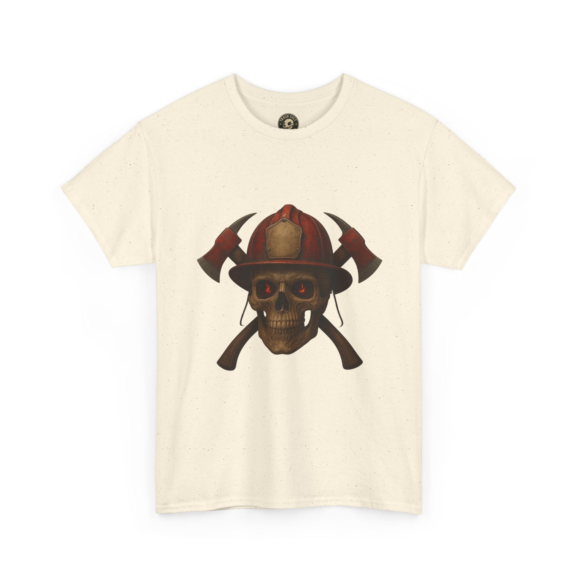 Skull Firefighter Tee, Unisex Heavy Cotton Shirt, Firefighter Gift, Halloween Costume T-Shirt, Unique Graphic Tee, Casual Wear