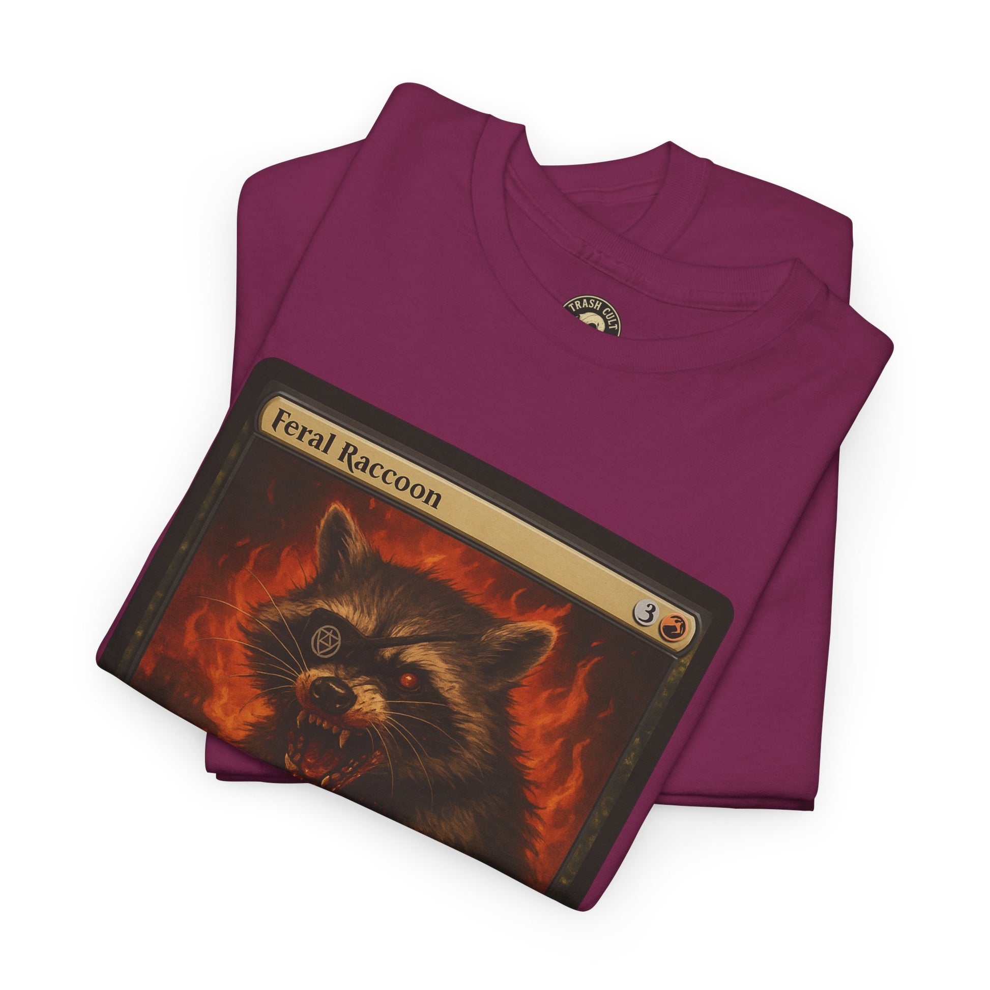 Feral Raccoon Magic Card Shirt – MTG-Inspired Beast Rogue Tee, Trash Cult Creature Card, Gildan 5000 Unisex T-Shirt
