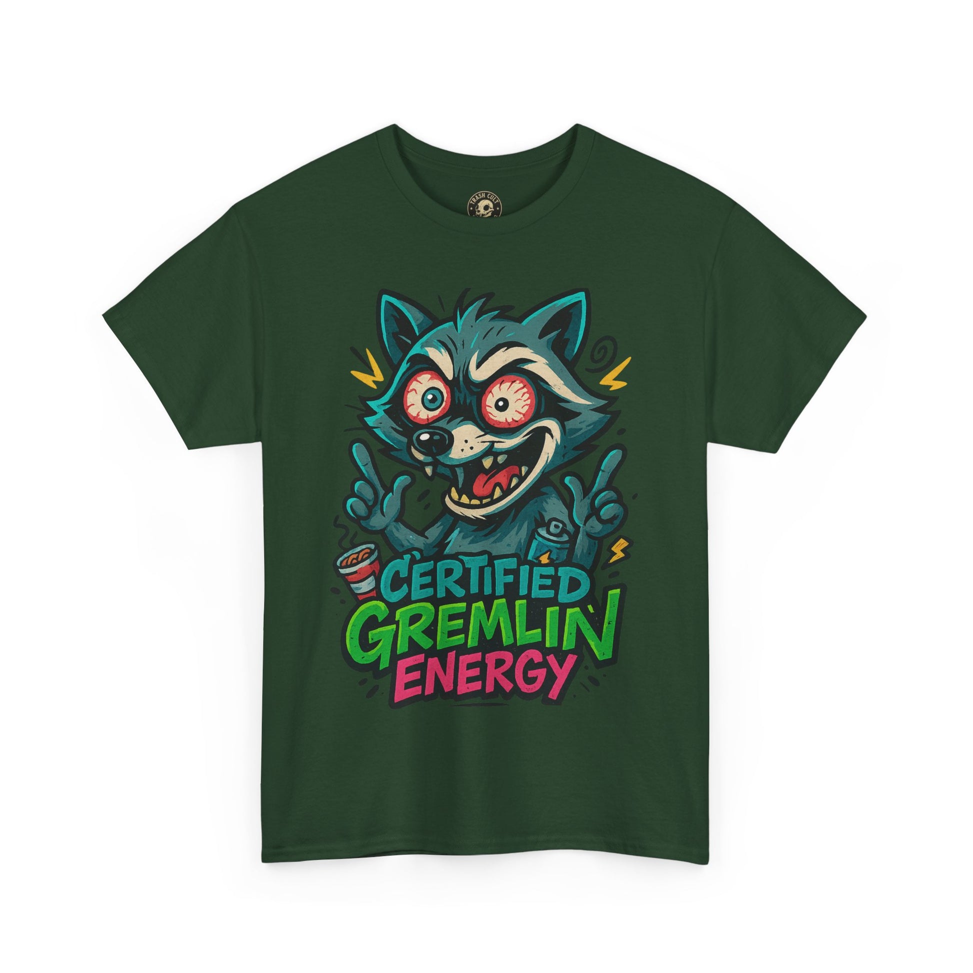 Certified Gremlin Energy Tee – ADHD Raccoon Shirt, Funny Unisex T-Shirt, Graffiti Style Gift for Goblins & Night Owls