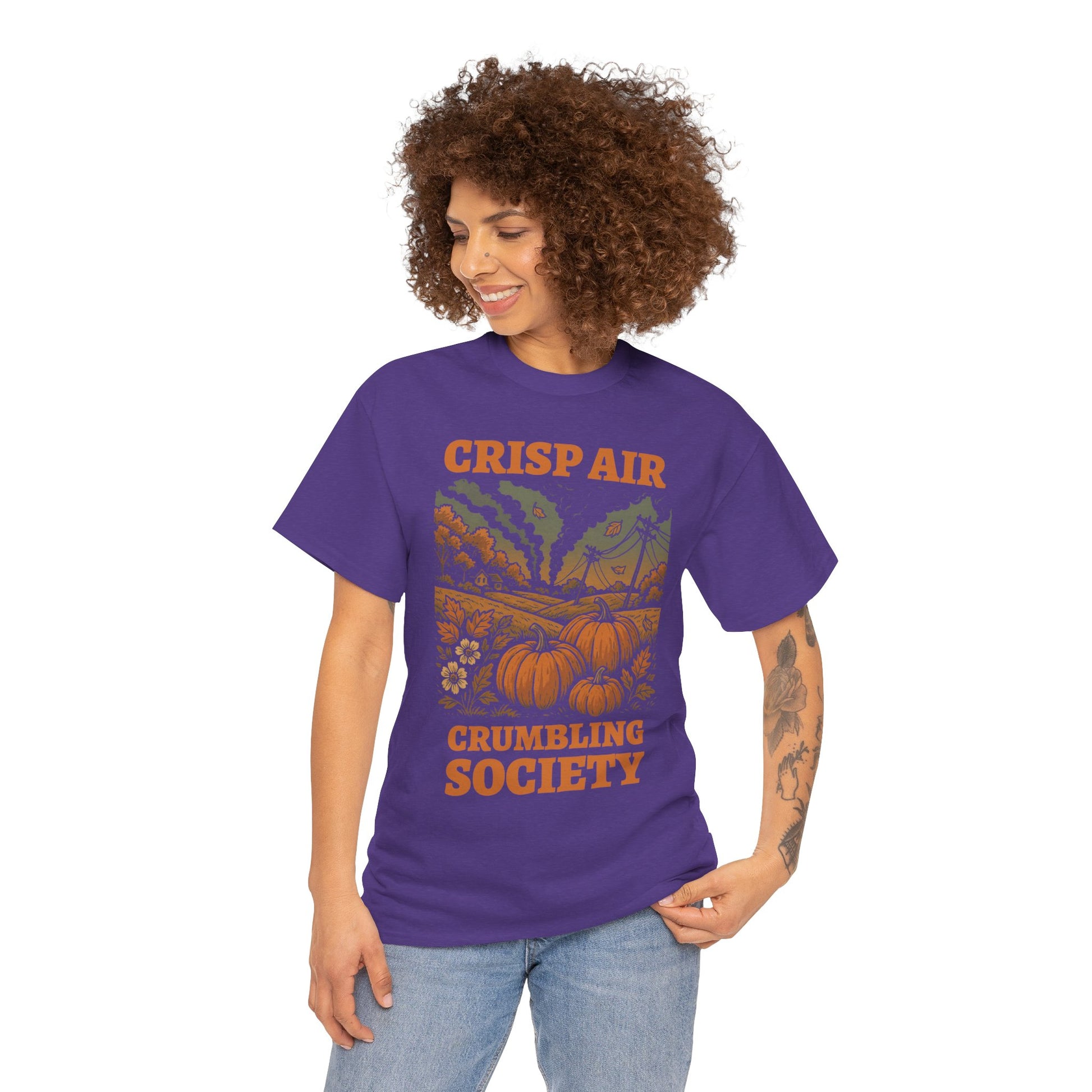 Crisp Air Crumbling Society Shirt – Dystopian Fall Pumpkin Tee – Fall of Humanity Collection – Trash Cult Supply Co.