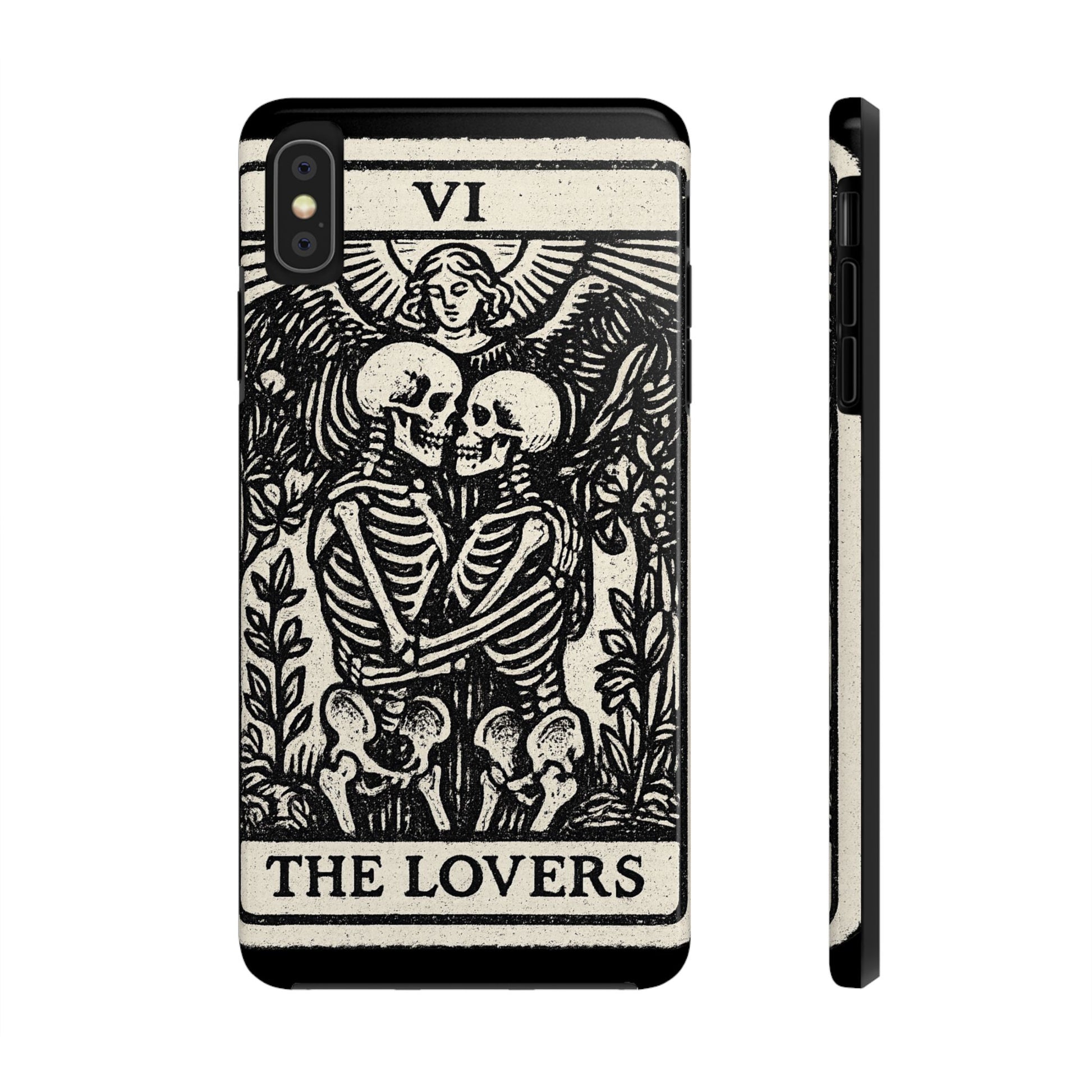Tough Phone Case with Skeleton Lovers Design, Gothic Phone Cover, Unique Couples Gift, Halloween Accessory, Edgy Tech Design