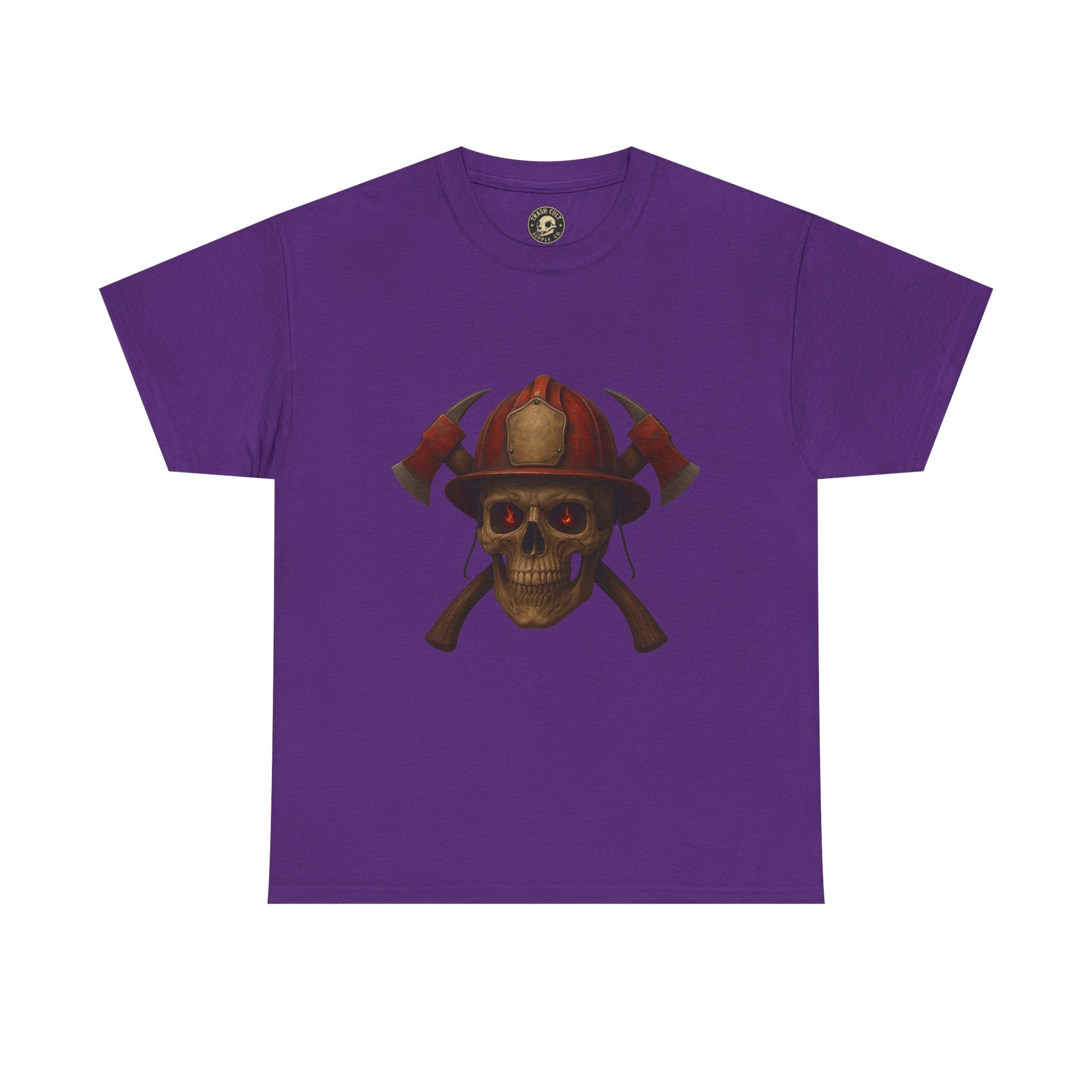Skull Firefighter Tee, Unisex Heavy Cotton Shirt, Firefighter Gift, Halloween Costume T-Shirt, Unique Graphic Tee, Casual Wear