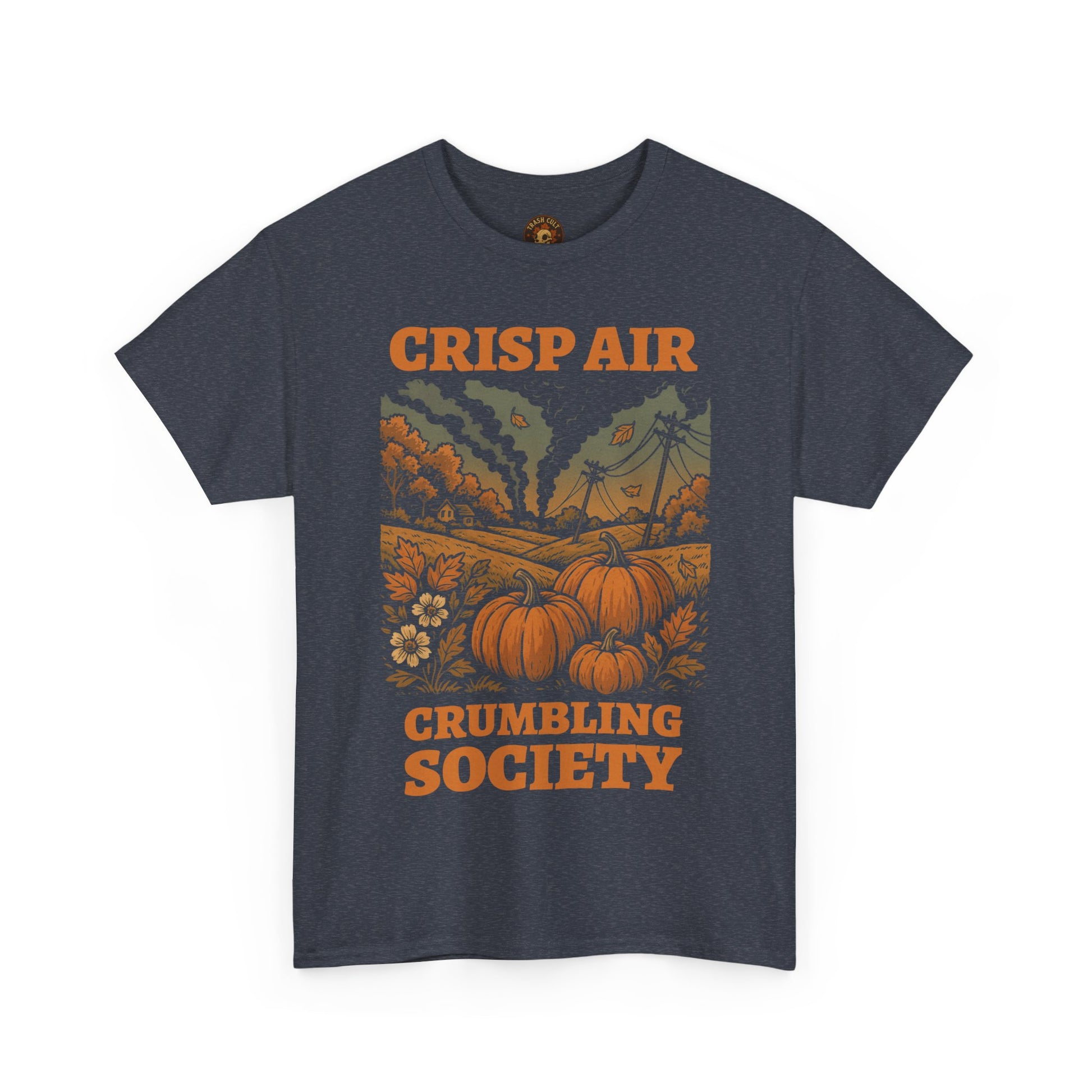 Crisp Air Crumbling Society Shirt – Dystopian Fall Pumpkin Tee – Fall of Humanity Collection – Trash Cult Supply Co.