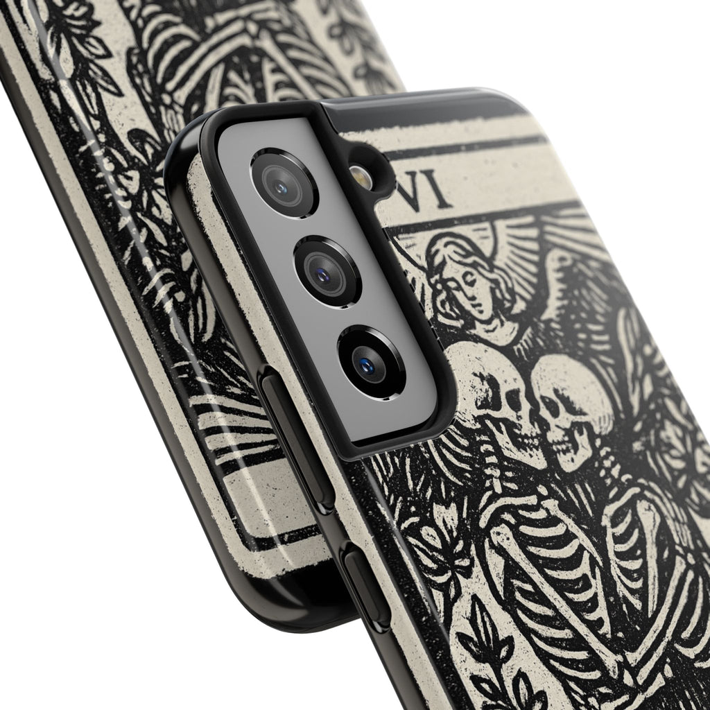 Tough Phone Case with Skeleton Lovers Design, Gothic Phone Cover, Unique Couples Gift, Halloween Accessory, Edgy Tech Design