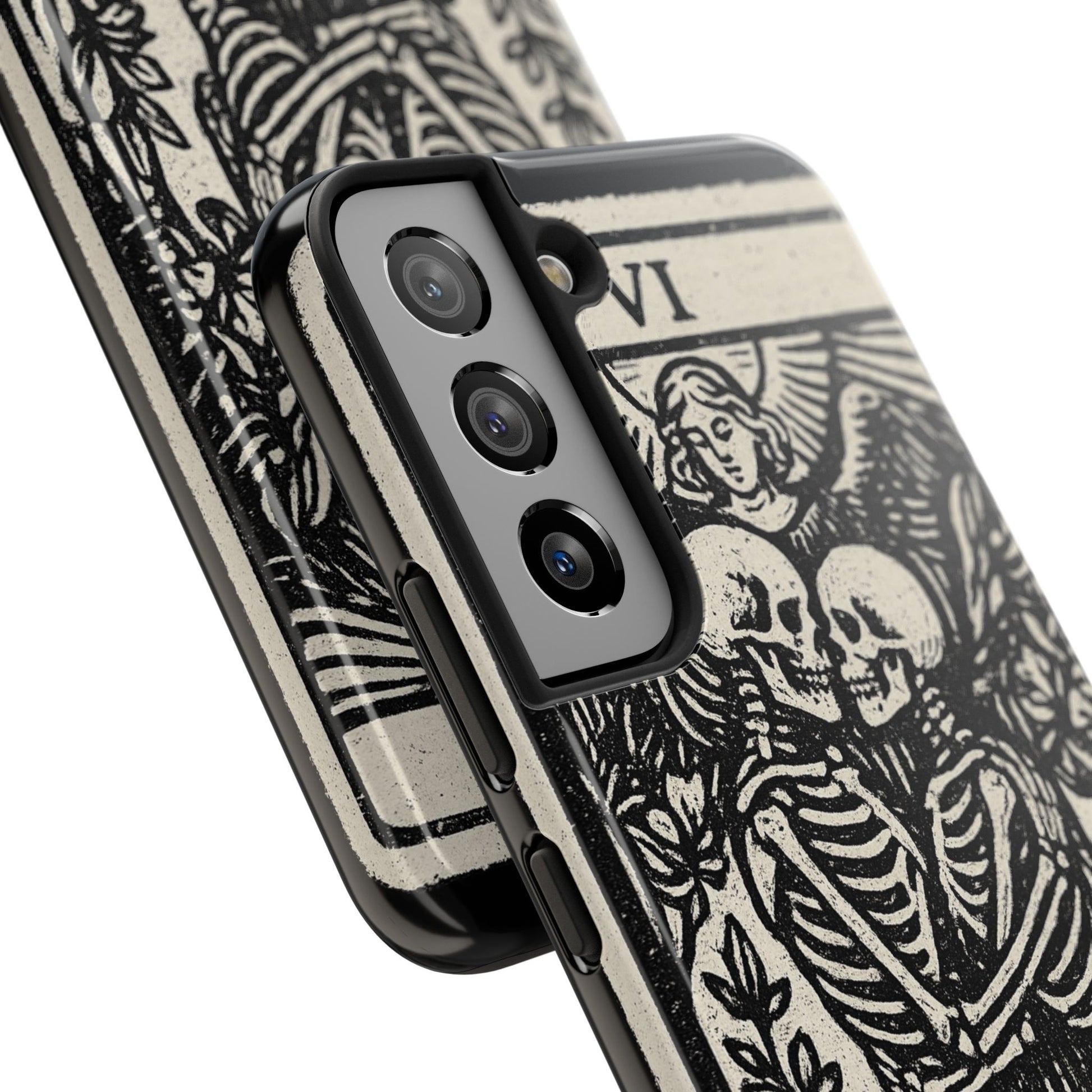 Tough Phone Case with Skeleton Lovers Design, Gothic Phone Cover, Unique Couples Gift, Halloween Accessory, Edgy Tech Design