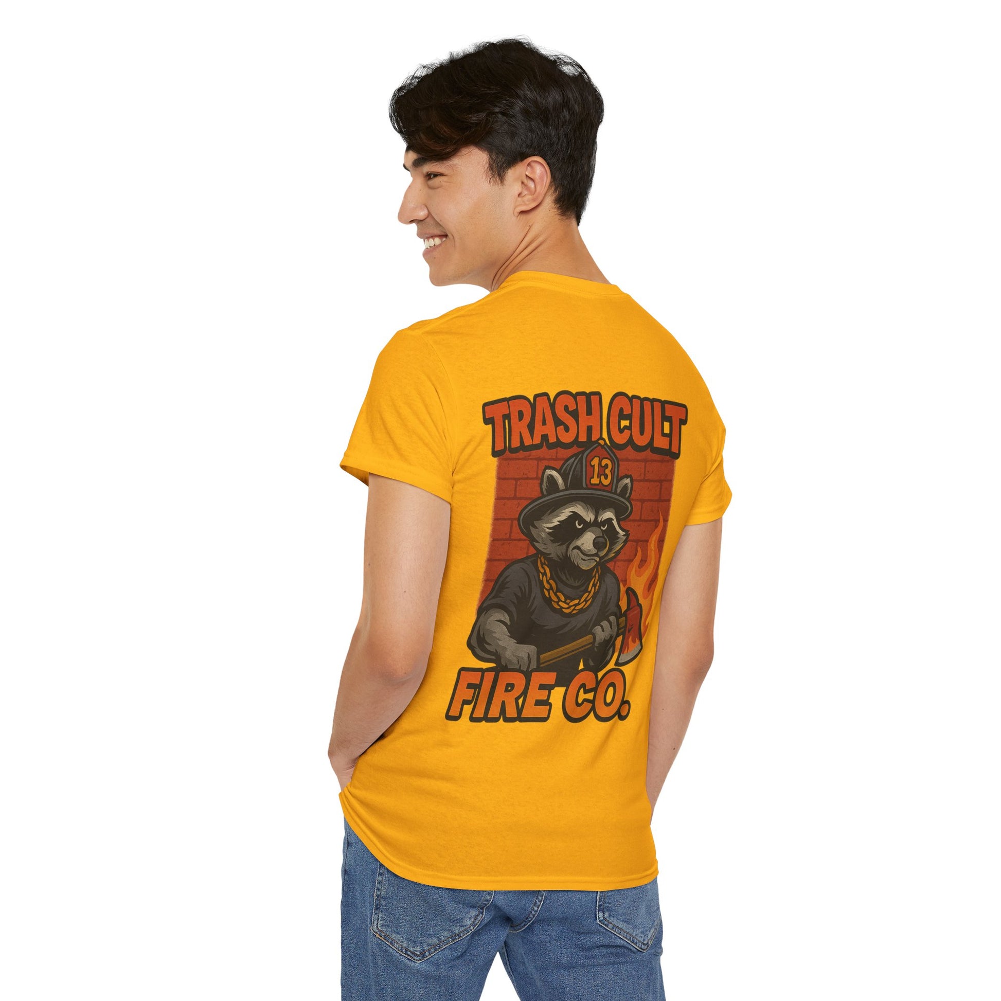 Trash Cult Fire Co. Unisex Tee - Quirky Raccoon Design, Fun Gift, Casual Wear, Firefighter Humor, Unique Apparel