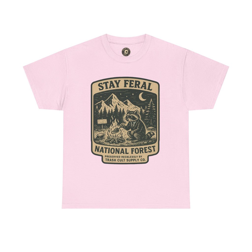 Stay Feral National Forest Shirt – Vintage Raccoon Camping Tee – Trash Cult Supply Co – Gildan 5000