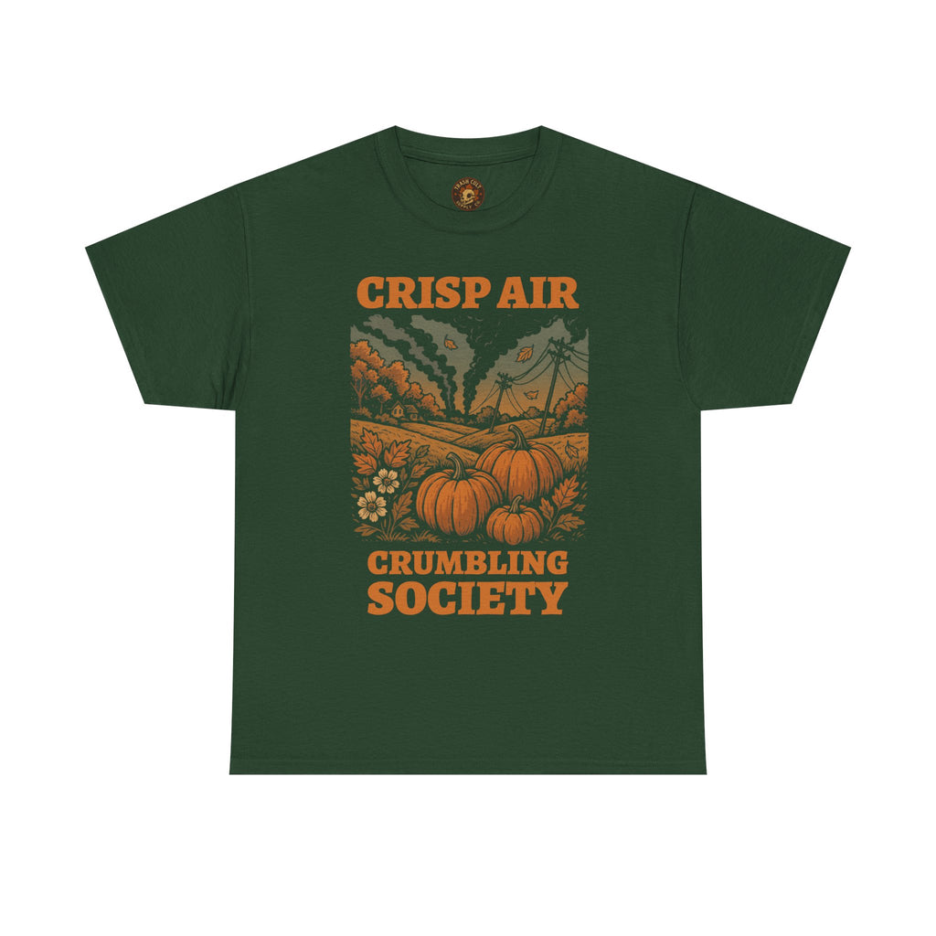 Crisp Air Crumbling Society Shirt – Dystopian Fall Pumpkin Tee – Fall of Humanity Collection – Trash Cult Supply Co.