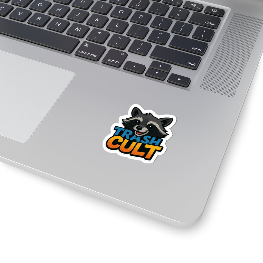 Trash Cult Raccoon Kiss-Cut Stickers, Fun Stickers for Laptops, Eco-Friendly Decor, Quirky Gift, Animal Lover Decor