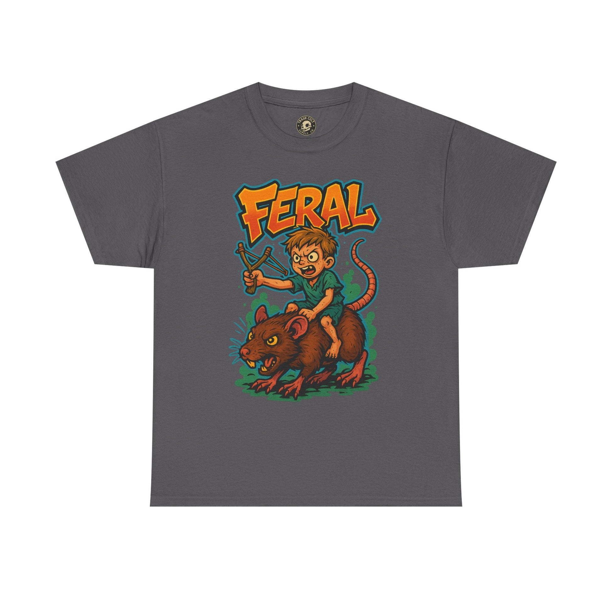 FERAL Graffiti Rat Rider T-Shirt – Bold New School Streetwear | Gildan 5000 Chaos Graphic Tee