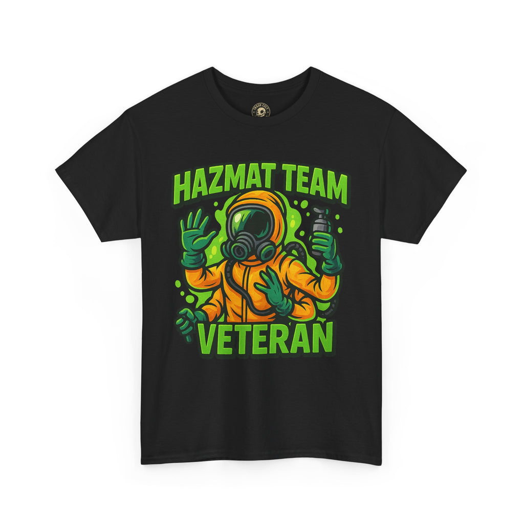 Hazmat Team Veteran T-Shirt – Neon New School Biohazard Graphic Tee | Gildan 5000 Sci-Fi Cotton Shirt