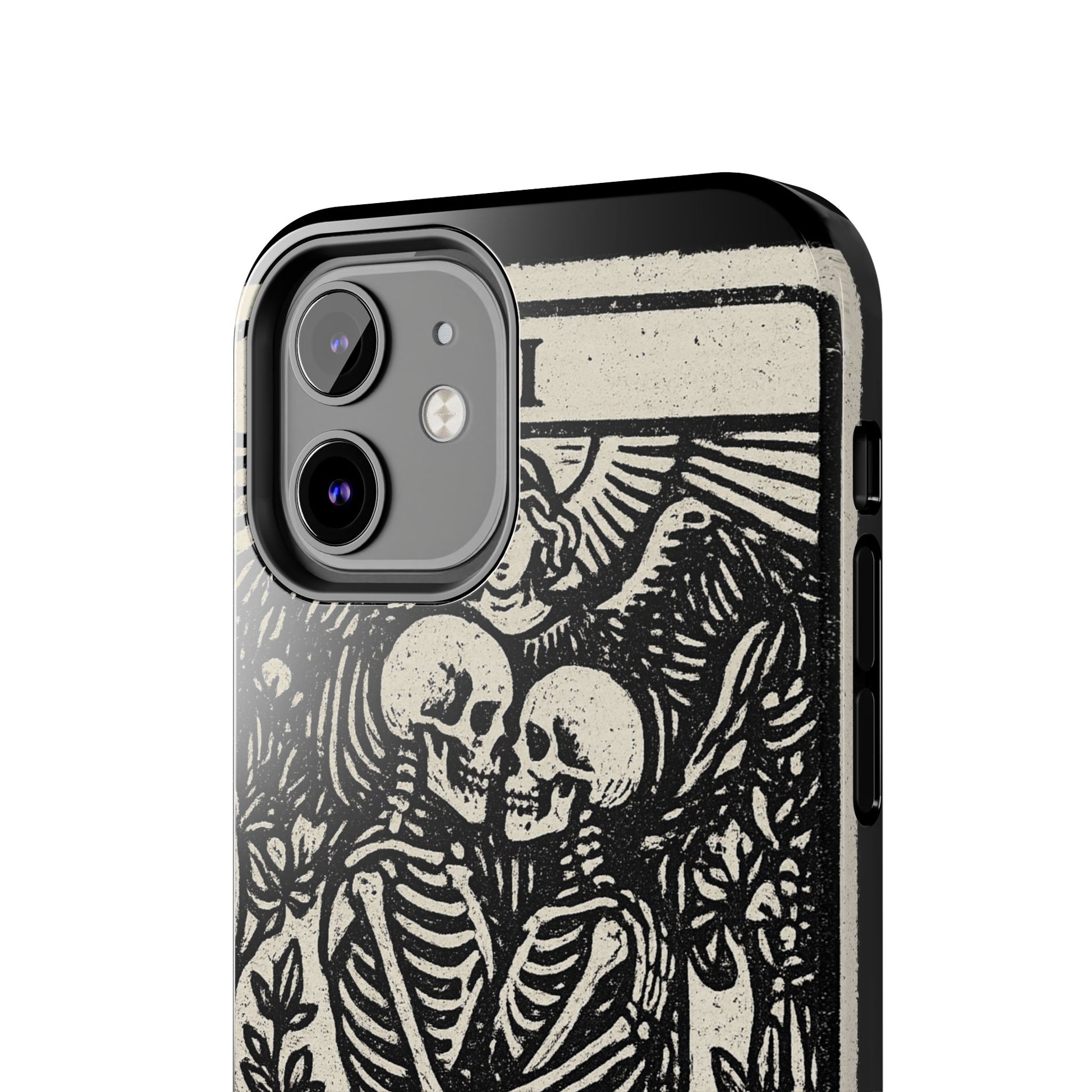Tough Phone Case with Skeleton Lovers Design, Gothic Phone Cover, Unique Couples Gift, Halloween Accessory, Edgy Tech Design