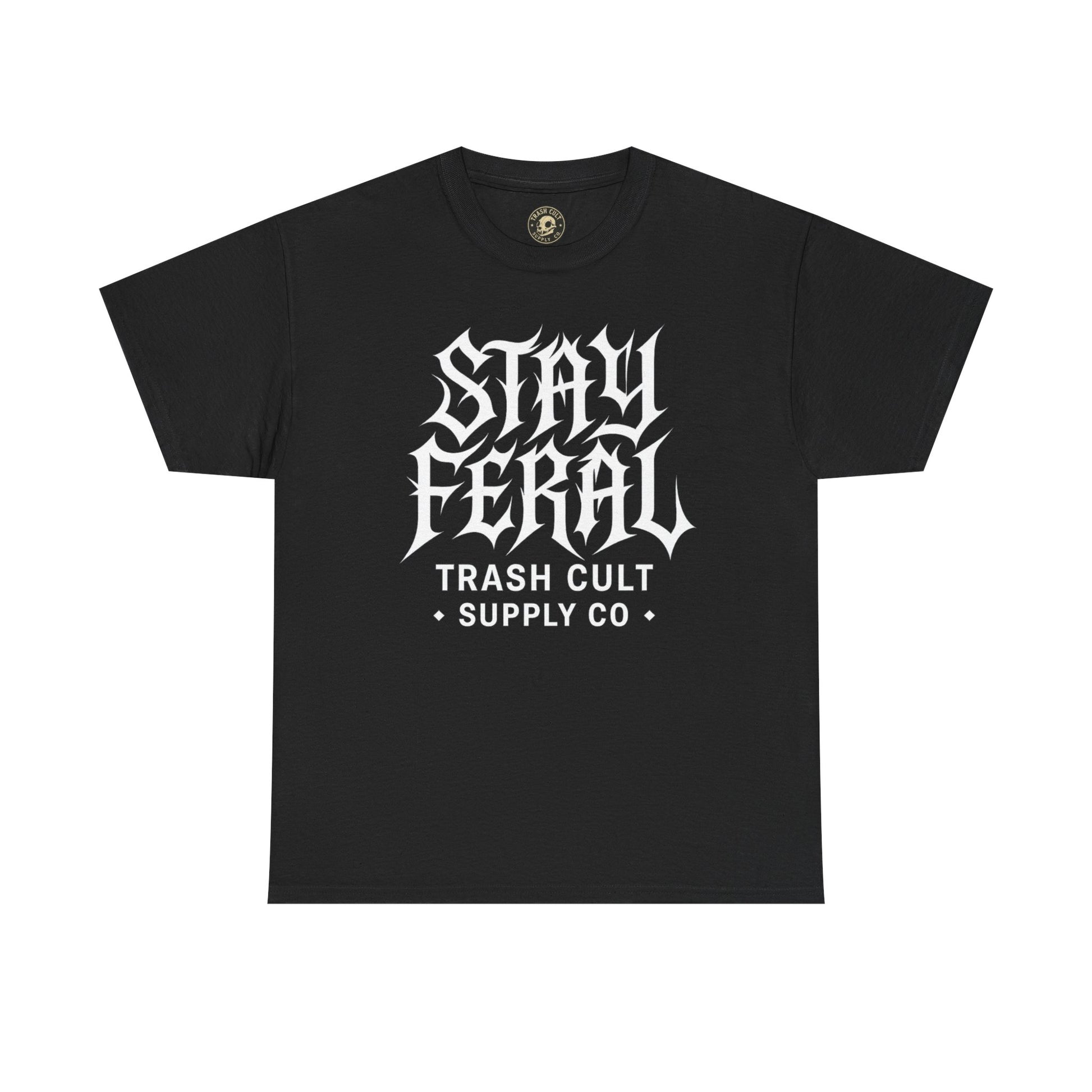 Unisex Heavy Cotton Tee - Stay Feral Graphic Tee, Streetwear Shirt, Gift for Wild Spirits, Eco-Friendly Casualwear, Summer Fashion