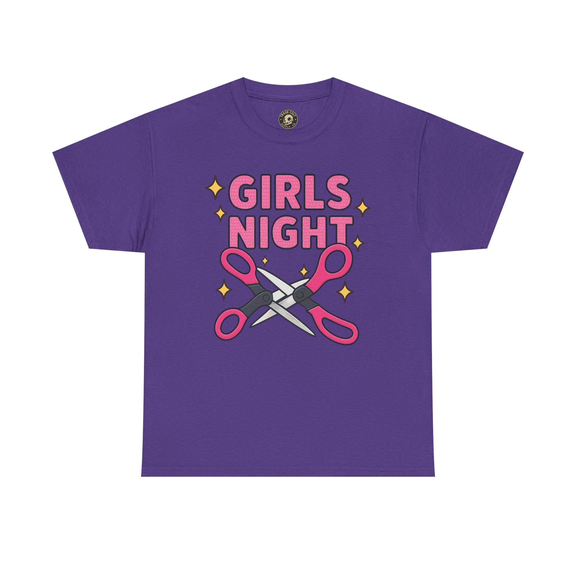 Funny Girls Night Shirt – Lesbian Humor Tee – Pink Scissors Graphic on Gildan 5000