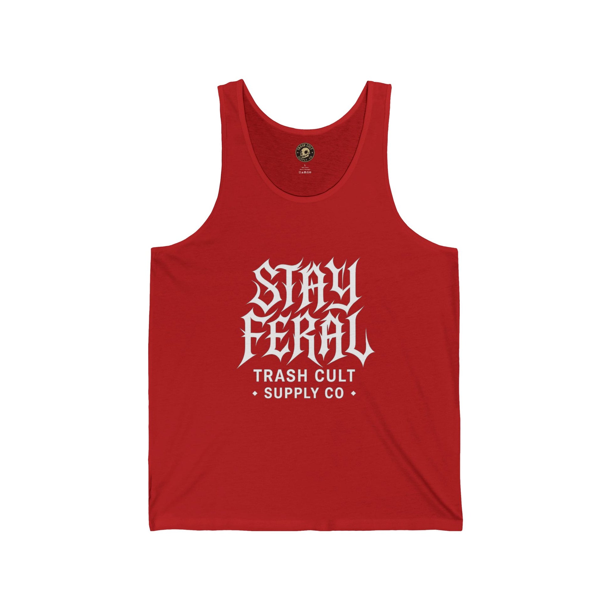 Stay Feral Unisex Jersey Tank | Cool Graphic Top for Summer, Gift for Outdoor Lovers, Festival Wear, Streetwear, Vintage Look