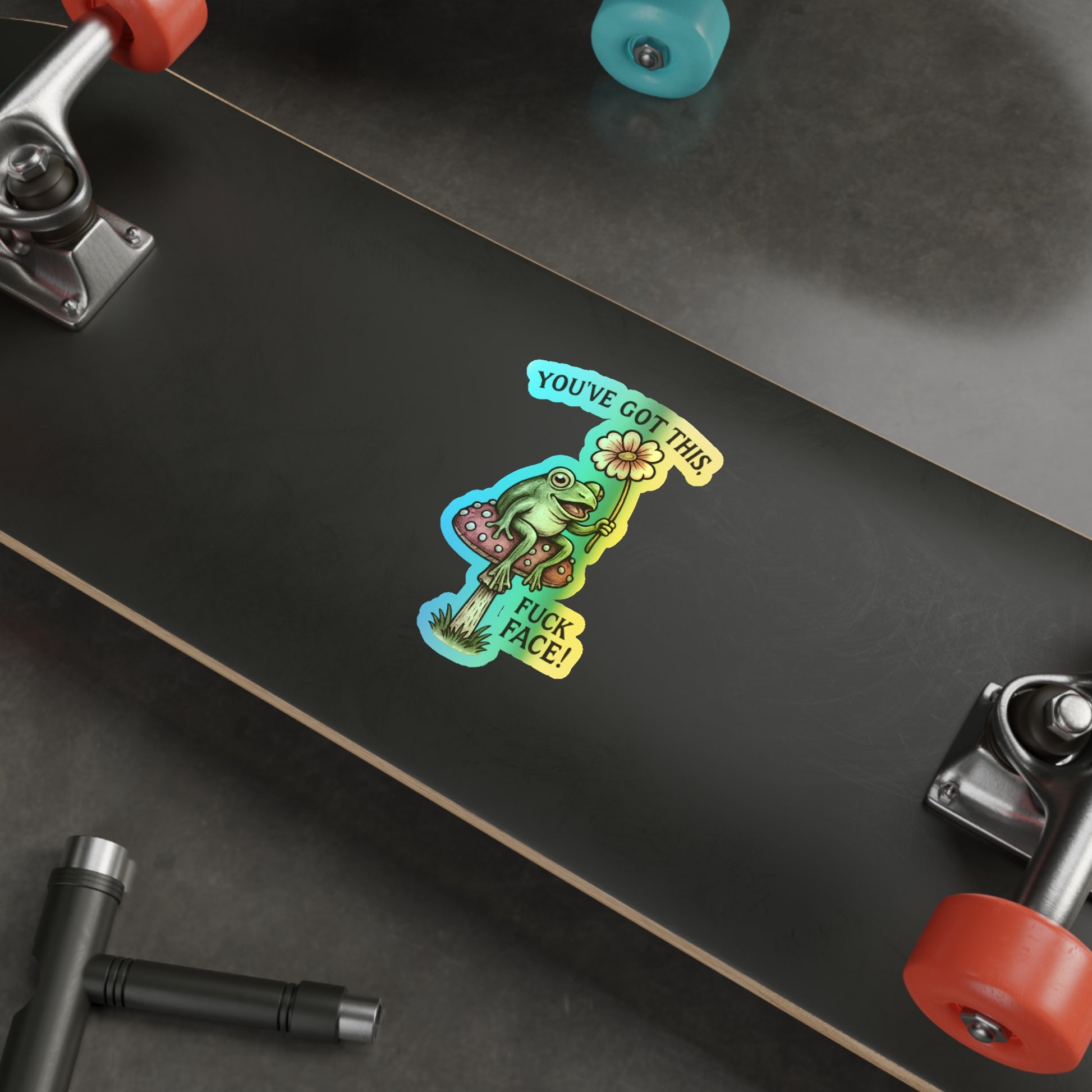 Motivational Holographic Frog Stickers - Fun Decals for Skateboards, Laptops, Water Bottles, Journals, Gift Ideas