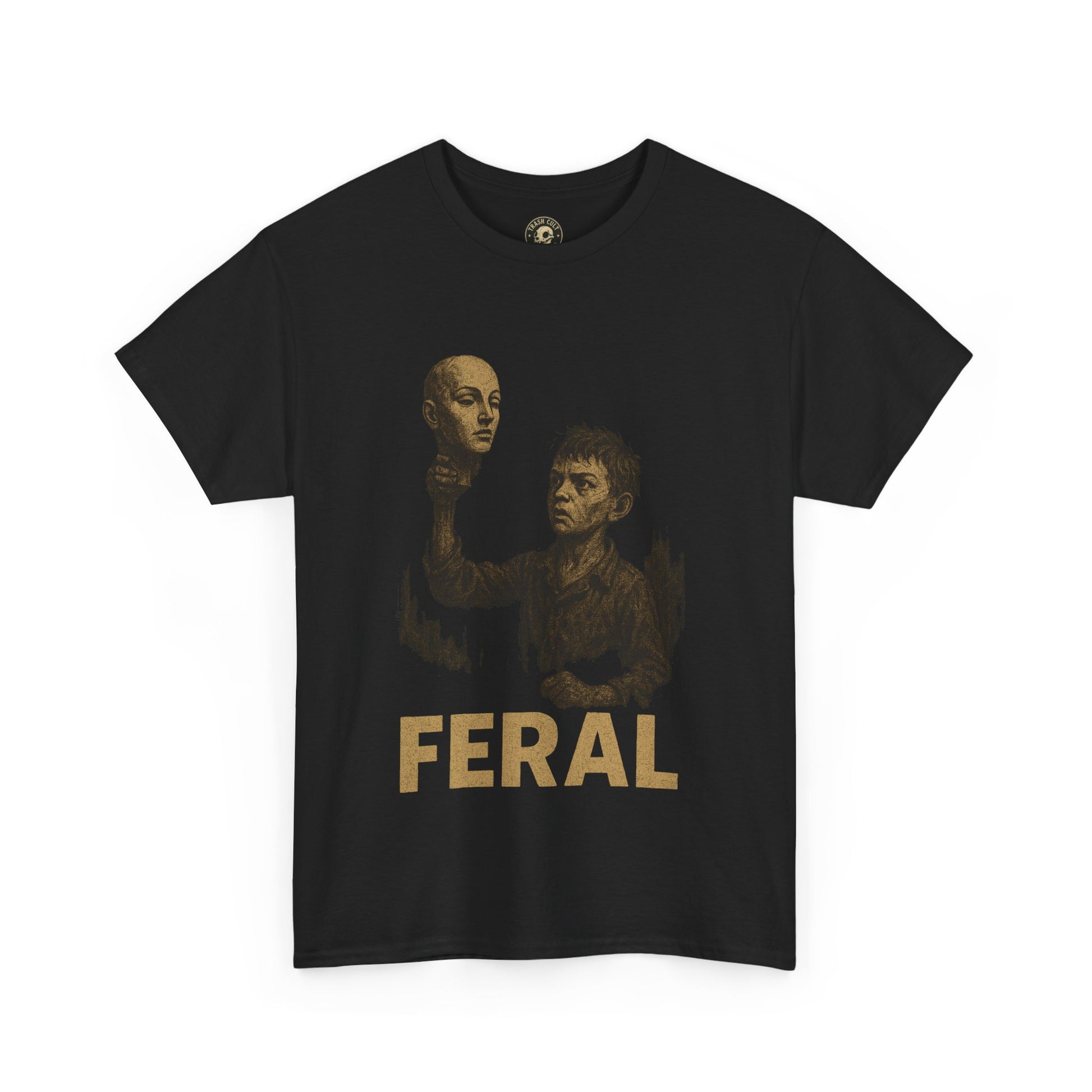 FERAL Mannequin Head T-Shirt – Vintage Post-Apocalyptic Graphic Tee | Gildan 5000 Cotton Shirt