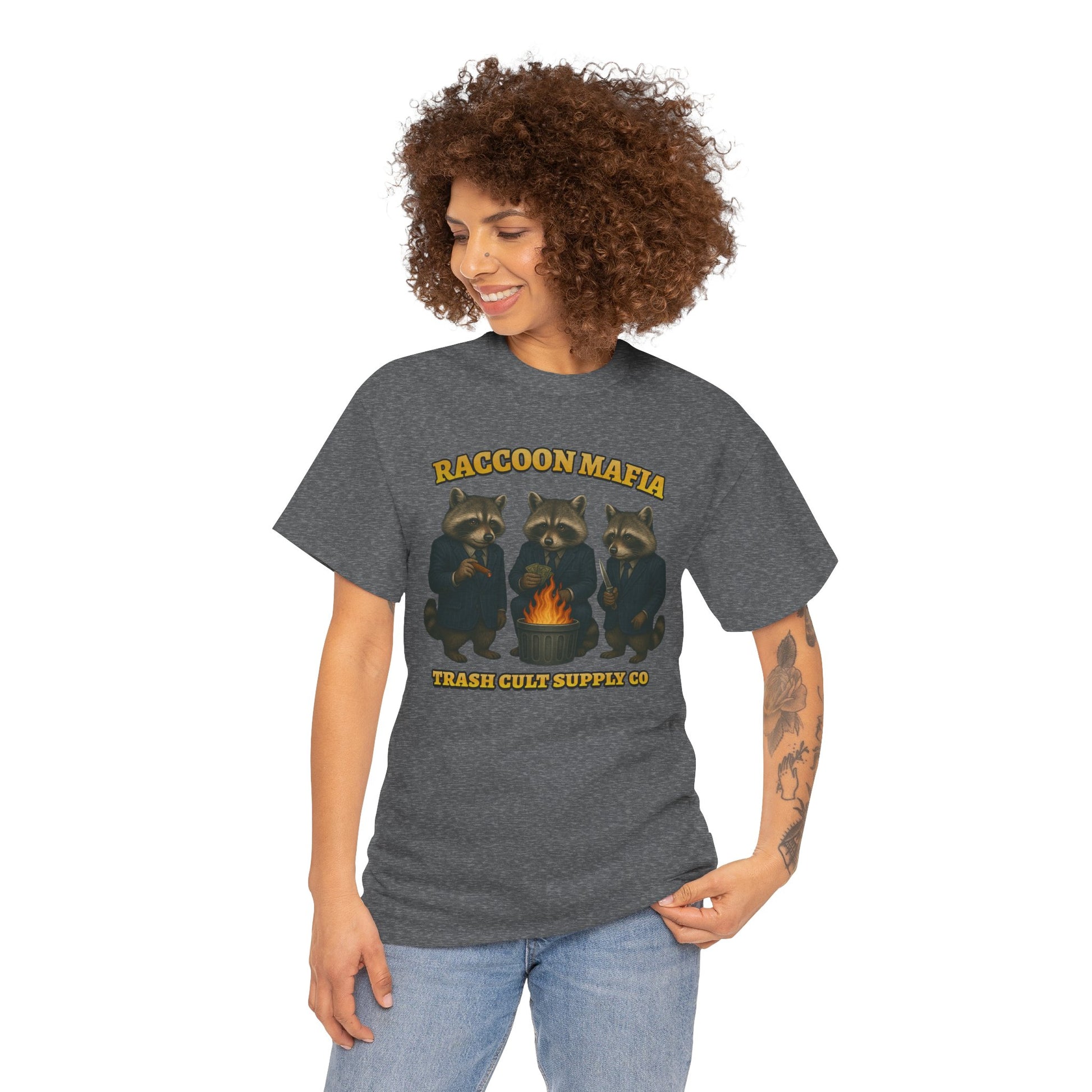 Raccoon Mafia T-Shirt – Realistic Gangster Raccoons in Suits | Trash Cult Supply Co | Gildan 5000