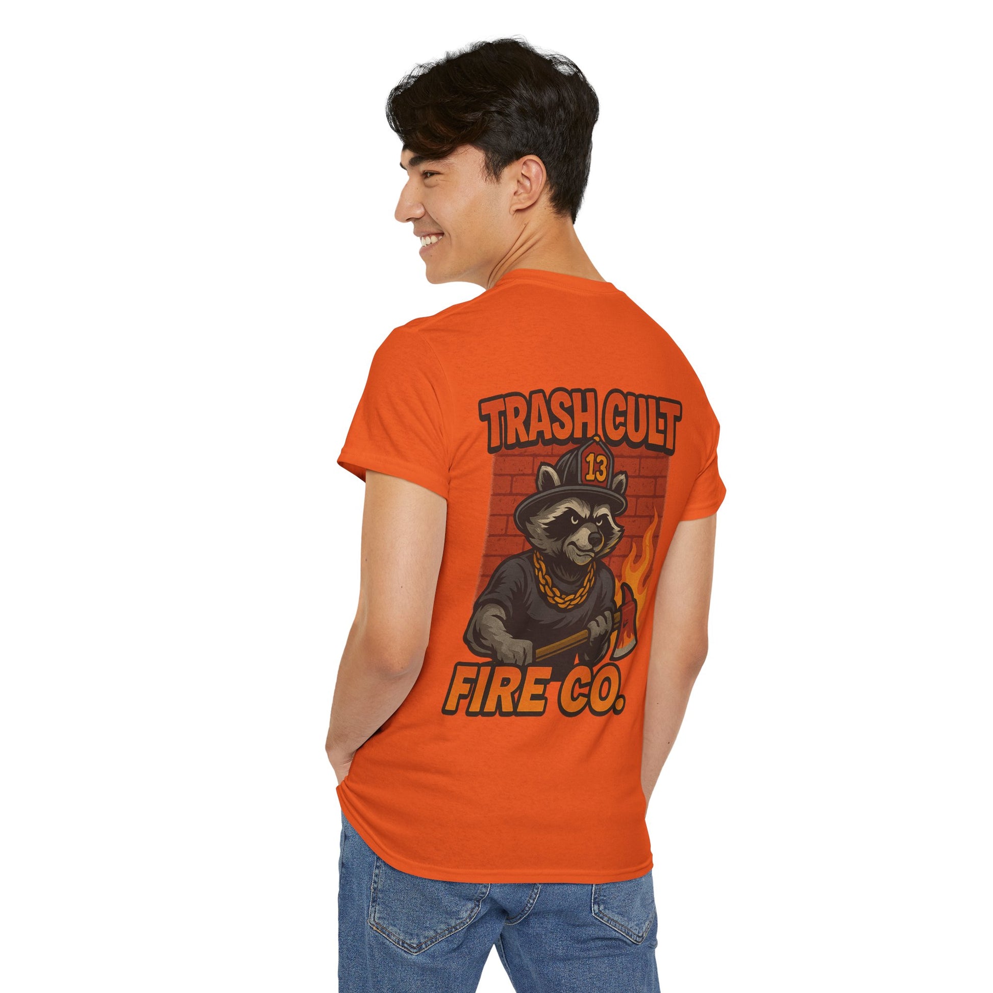 Trash Cult Fire Co. Unisex Tee - Quirky Raccoon Design, Fun Gift, Casual Wear, Firefighter Humor, Unique Apparel
