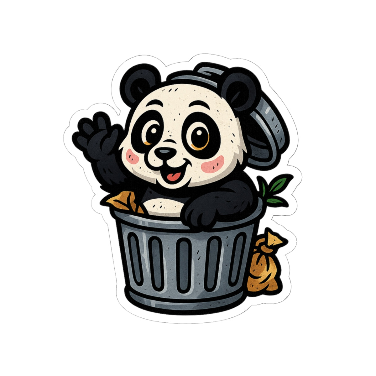 Cute Panda Garbage Kiss-Cut Stickers, Fun Laptop Decals, Adorable Gifts for Kids, Kawaii Decor, Animal Lover Stickers