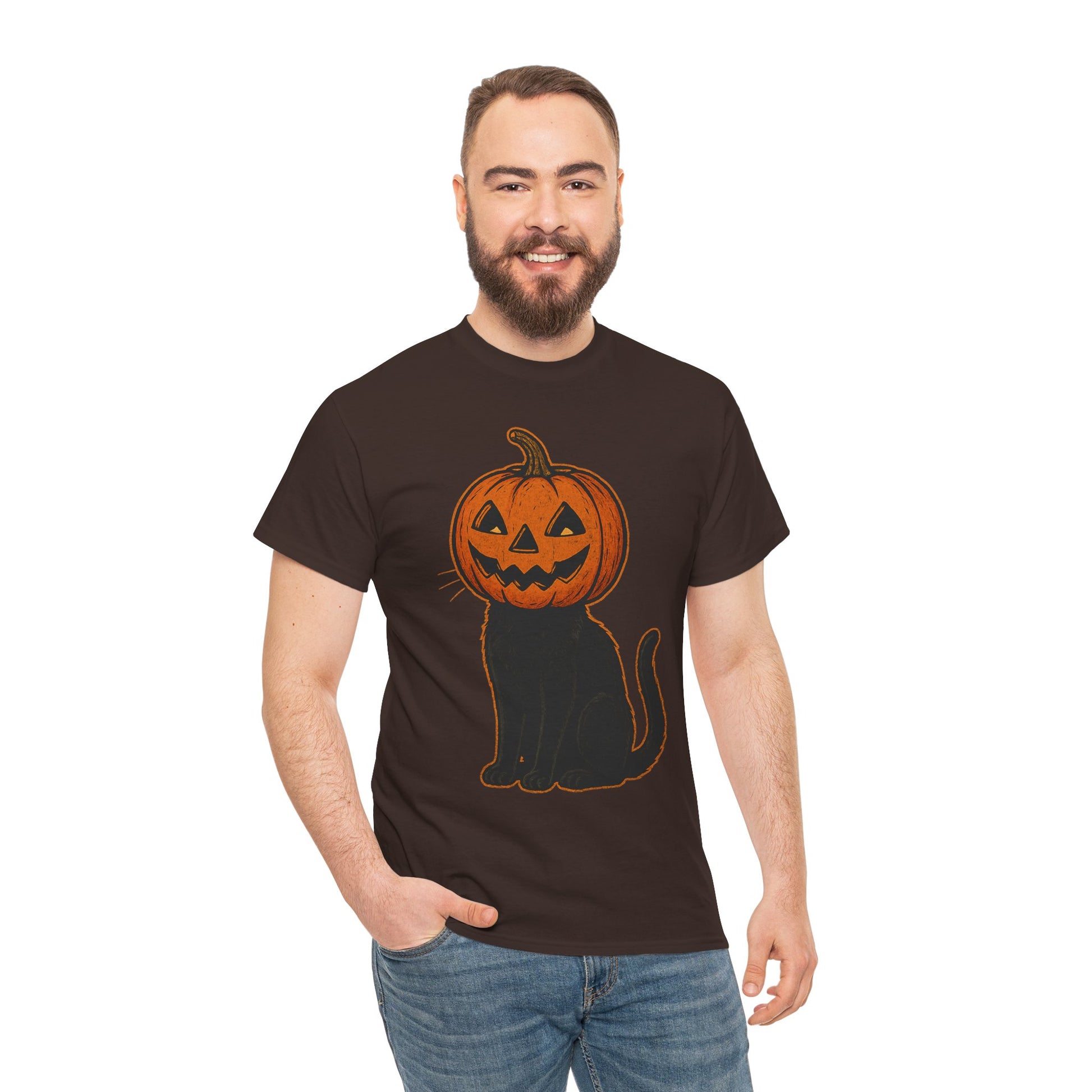 Black Cat Pumpkin Head Halloween T-Shirt – Jack O’Lantern Cat Design