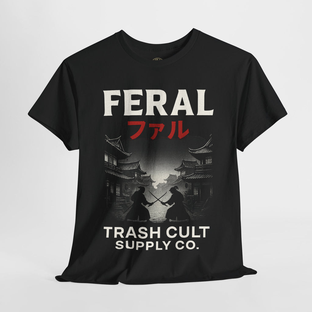 FERAL Samurai Shirt – Japanese Village & Warrior Graphic | Trash Cult Supply Co | Gildan 5000 Tee