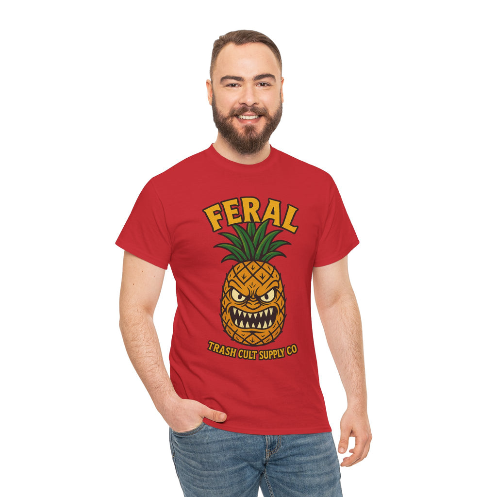 Feral Evil Pineapple Shirt – Aggressive Fruit Trashcore Tee – Gildan 5000 Unisex