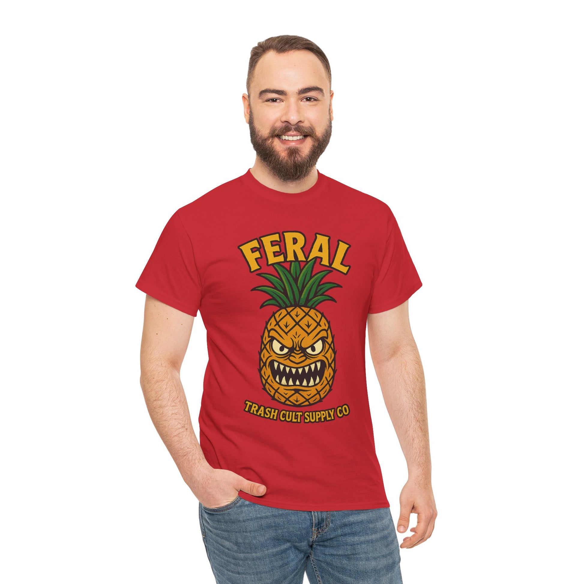 Feral Evil Pineapple Shirt – Aggressive Fruit Trashcore Tee – Gildan 5000 Unisex