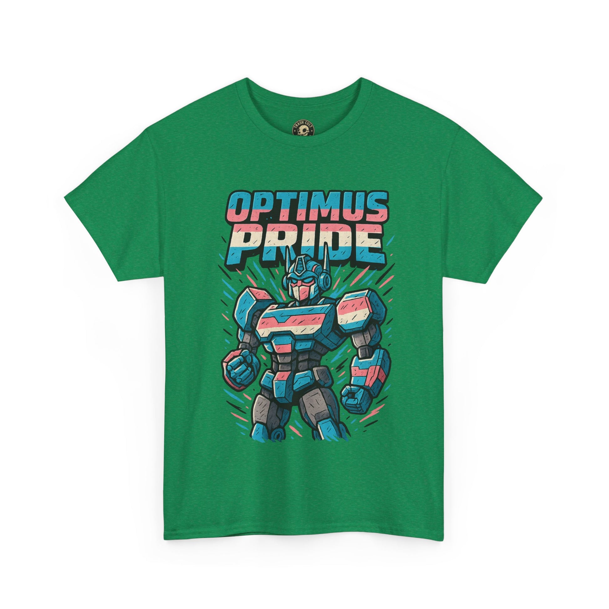 Optimus Pride T-Shirt – Funny Trans Mech LGBTQ+ Graphic Tee | Unisex Heavy Cotton Nerd Pride Shirt
