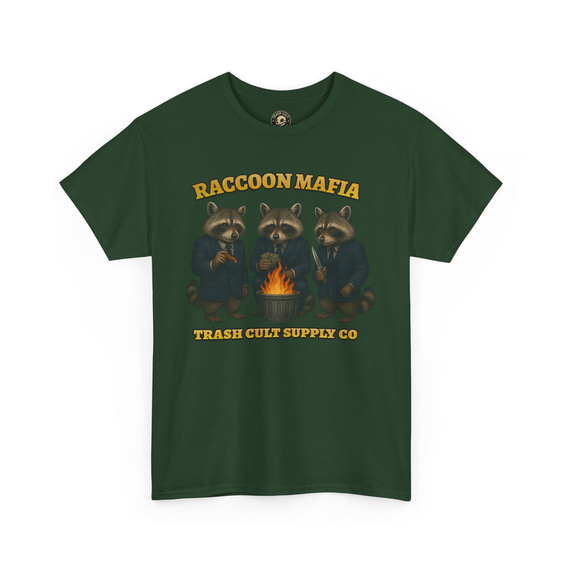 Raccoon Mafia T-Shirt – Realistic Gangster Raccoons in Suits | Trash Cult Supply Co | Gildan 5000