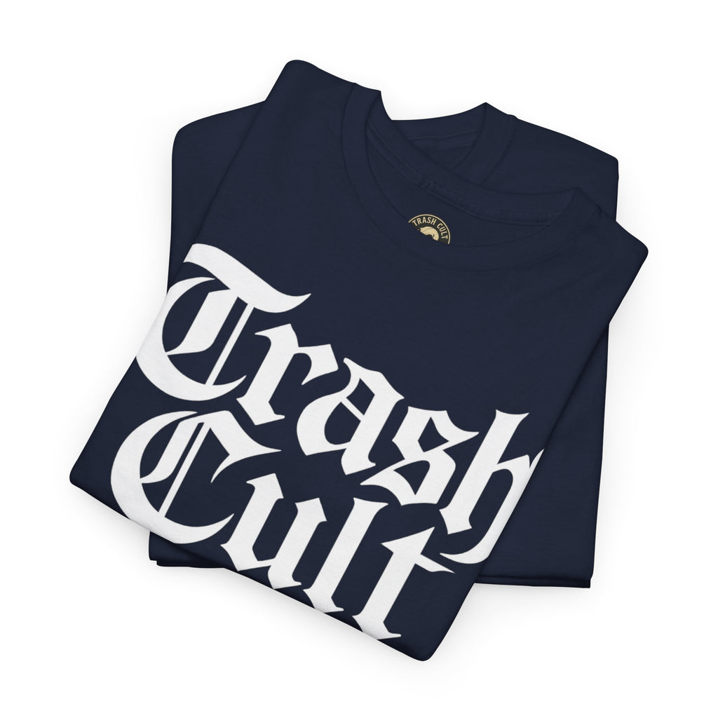 Trash Cult Gothic Logo Shirt – White Cyber Gothic Print on Gildan 5000