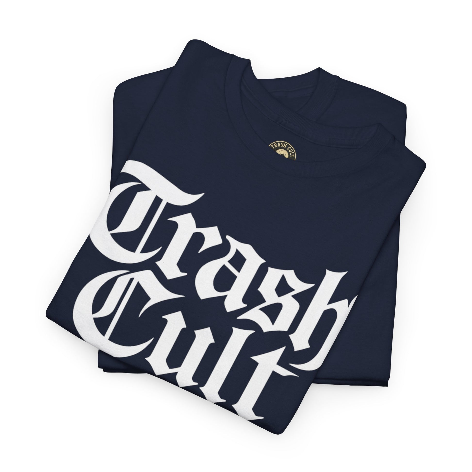 Trash Cult Gothic Logo Shirt – White Cyber Gothic Print on Gildan 5000