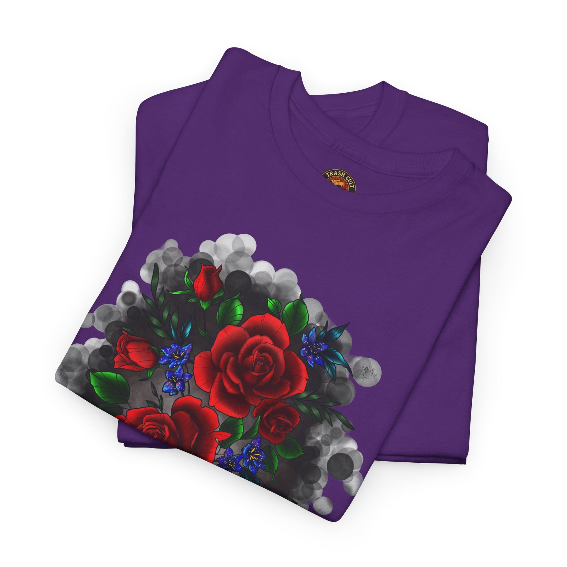 Floral Smoke Tattoo T-Shirt – Lara Davenport x Trash Cult Supply Co. Collab (Gildan 5000)