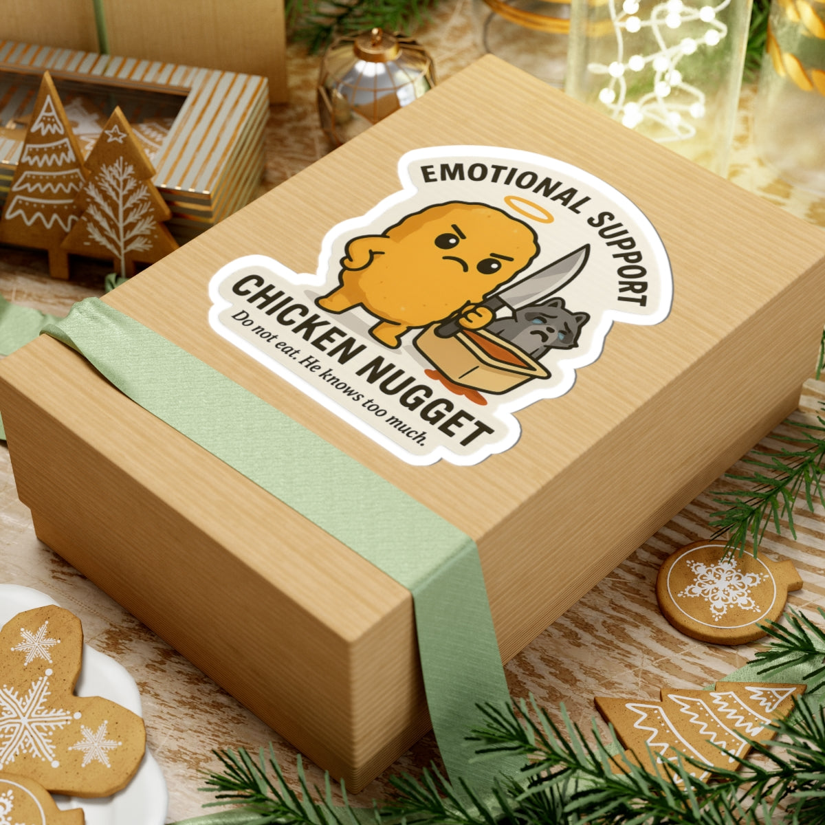 “Emotional Support Chicken Nugget” Sticker – Absurd Comfort Food Chaos
