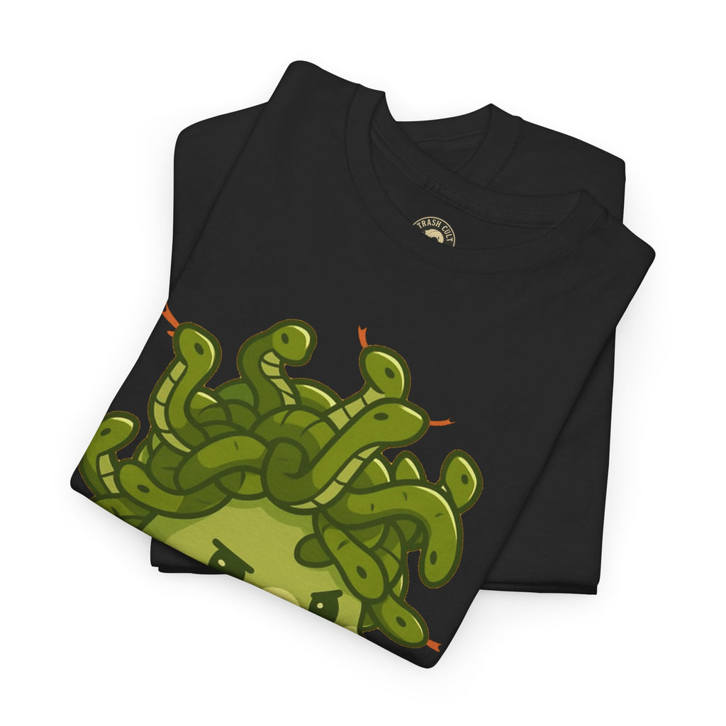 Meow-dusa Funny Cat Medusa T-Shirt – Gildan 5000 Heavy Cotton Tee