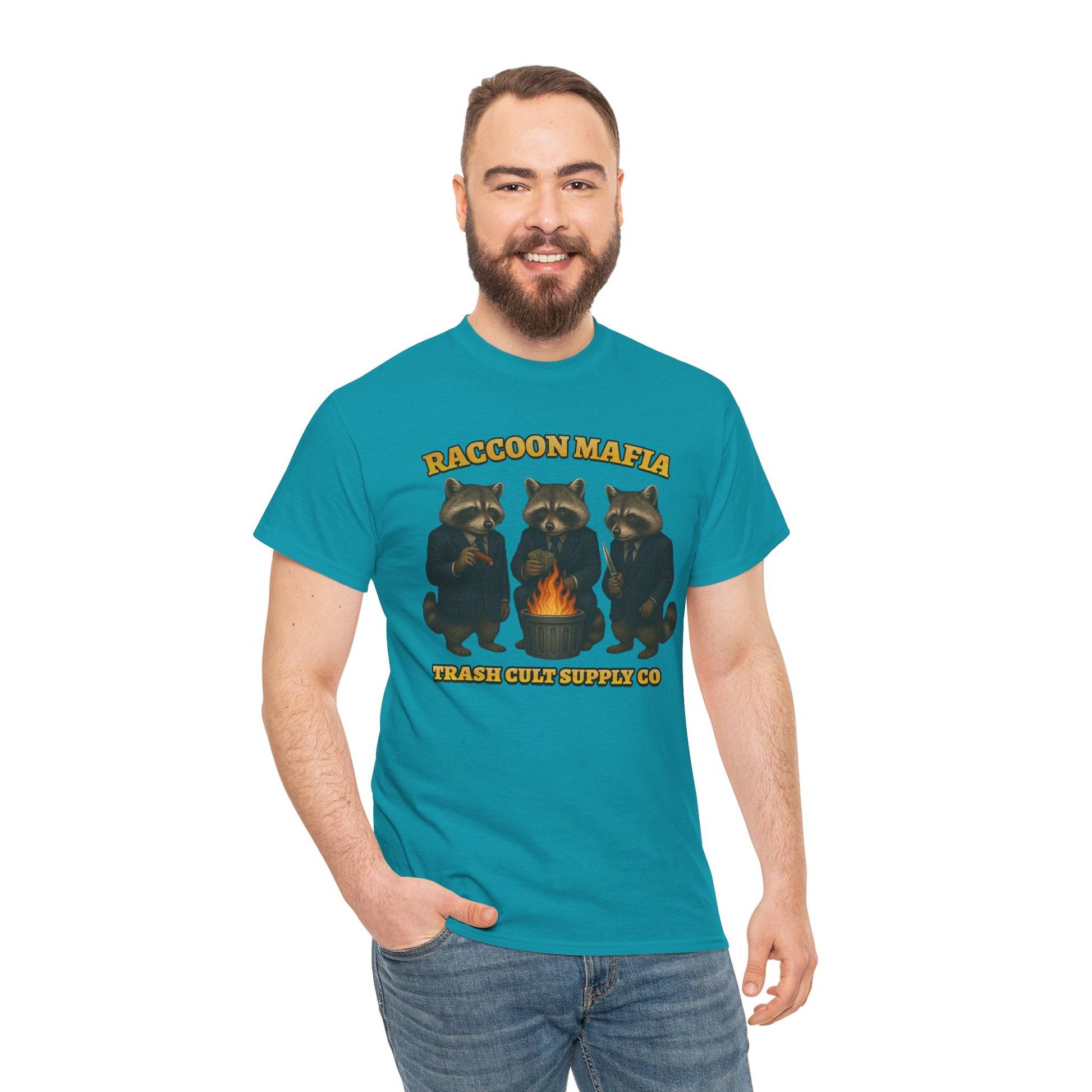 Raccoon Mafia T-Shirt – Realistic Gangster Raccoons in Suits | Trash Cult Supply Co | Gildan 5000