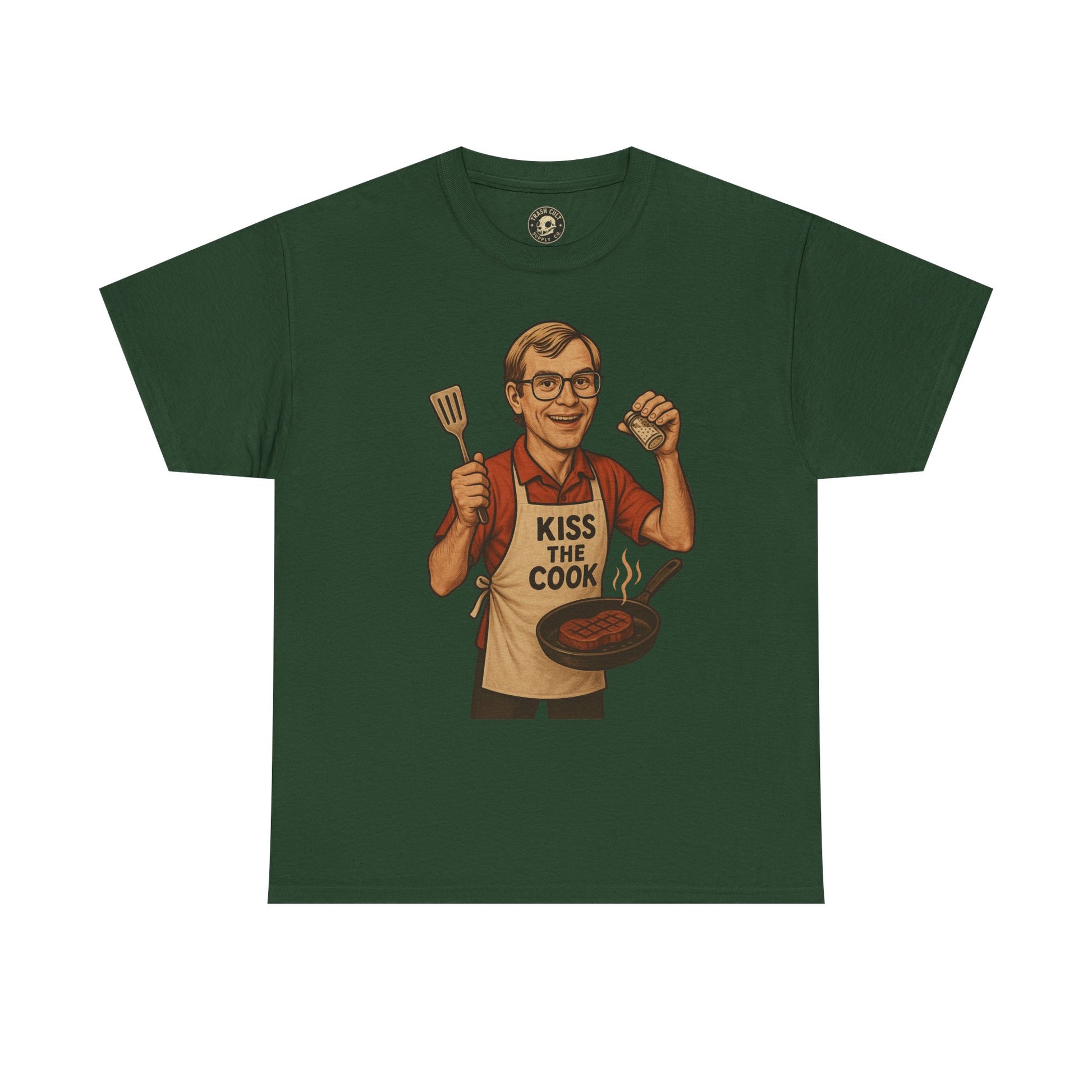 Kiss the Cook Dark Humor Chef Shirt – Creepy Retro Kitchen Parody