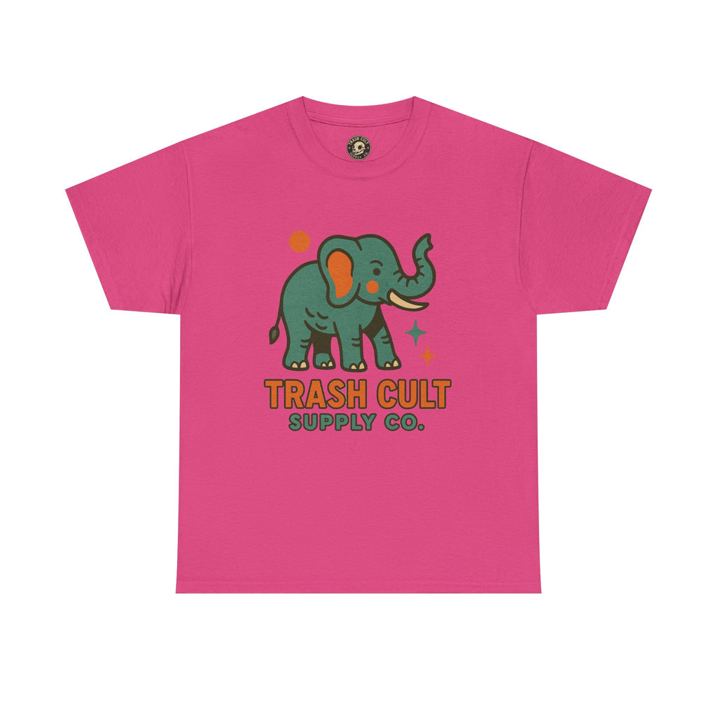Trash Cult Elephant Unisex Heavy Cotton Tee, Eco-Friendly Shirt, Cool Casual Tee, Gift for Animal Lovers, Vintage Style T-Shirt