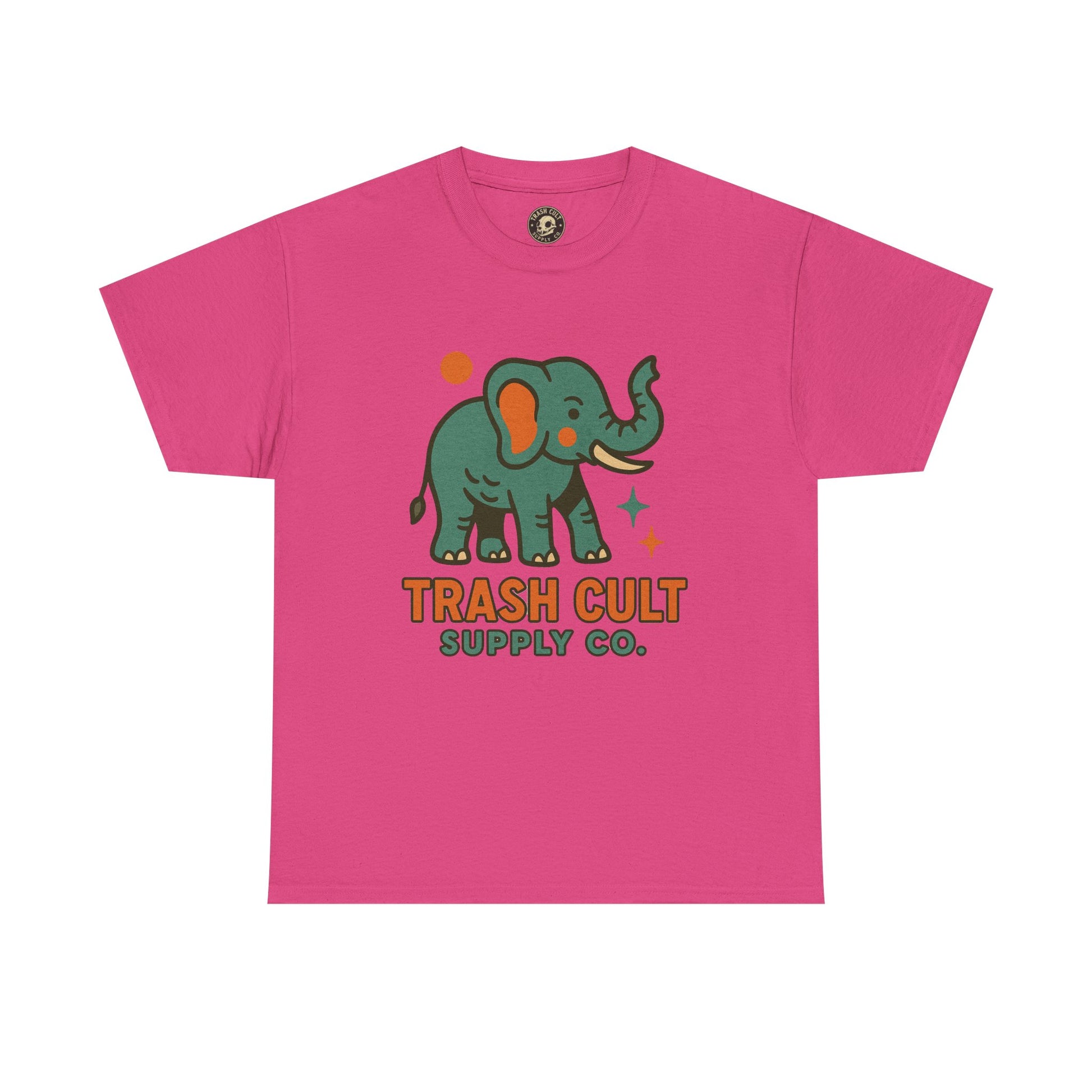 Trash Cult Elephant Unisex Heavy Cotton Tee, Eco-Friendly Shirt, Cool Casual Tee, Gift for Animal Lovers, Vintage Style T-Shirt