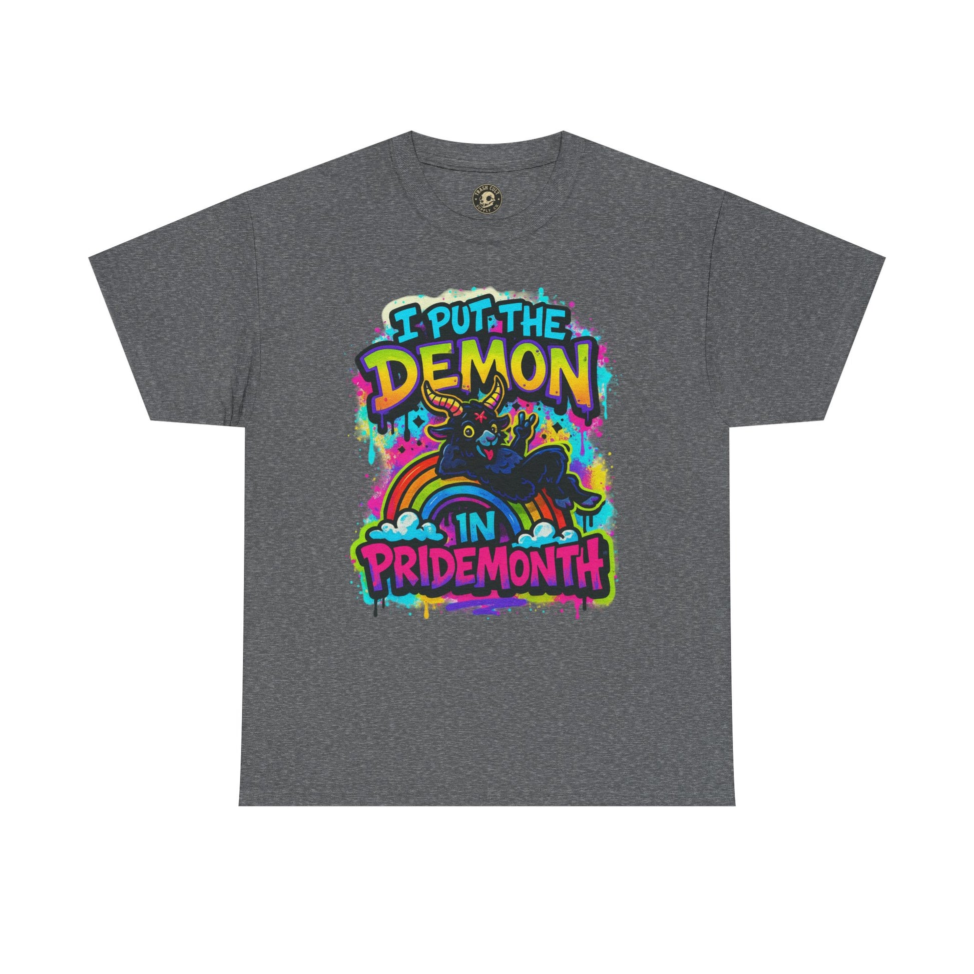 Pride Month Unisex Tee - I Put the Demon in Pride Month, LGBTQ+ Apparel, Rainbow Shirt, Festival Wear, Gift for Allies & Activists