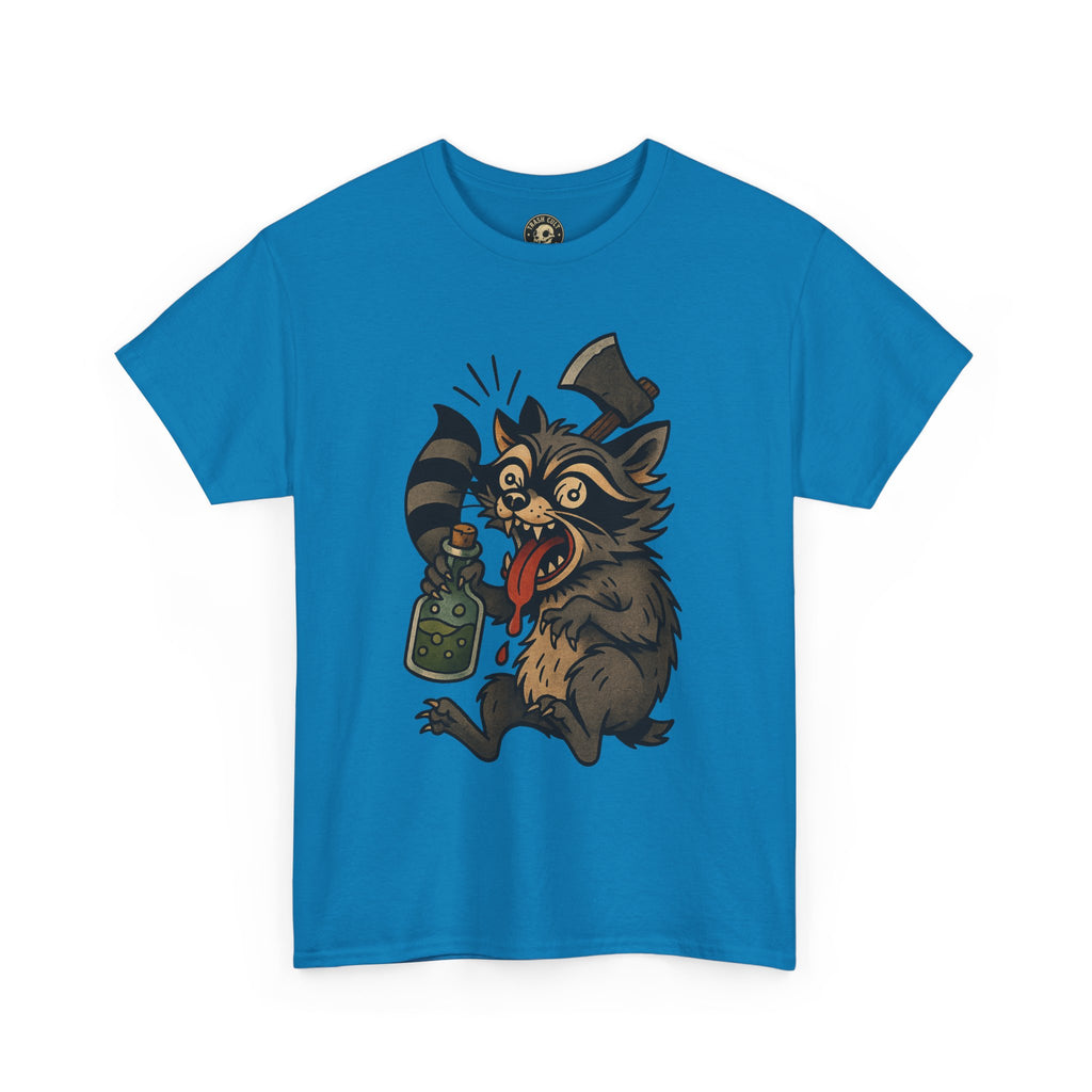 Unhinged Raccoon Shirt – Chaos Gremlin with Axe & Potion | Tattoo Style Tee
