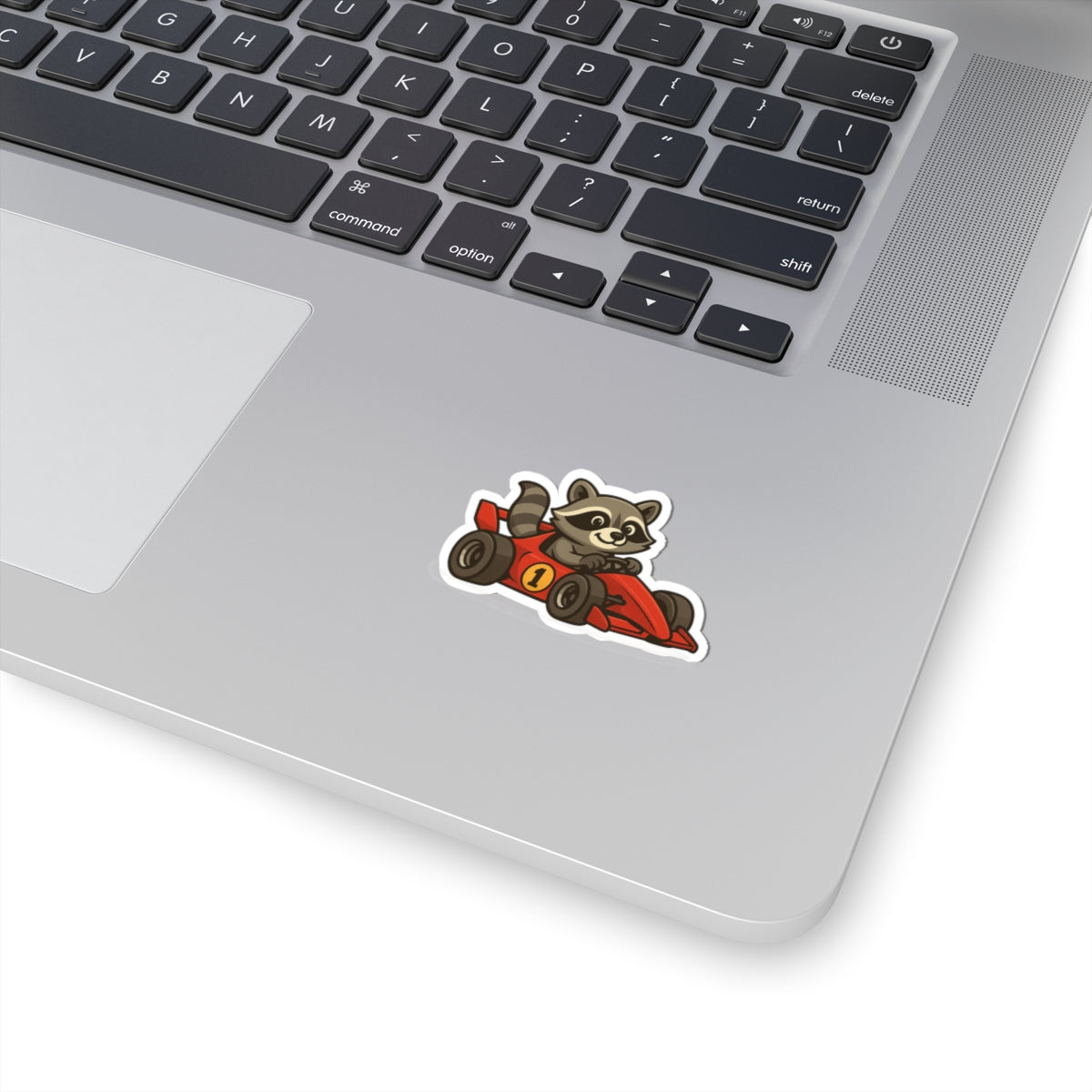 Adorable Raccoon Race Car Kiss-Cut Stickers, Fun Laptop Decal, Kids' Party Favor, Cute Car Decoration, Perfect for Gift Wrapping
